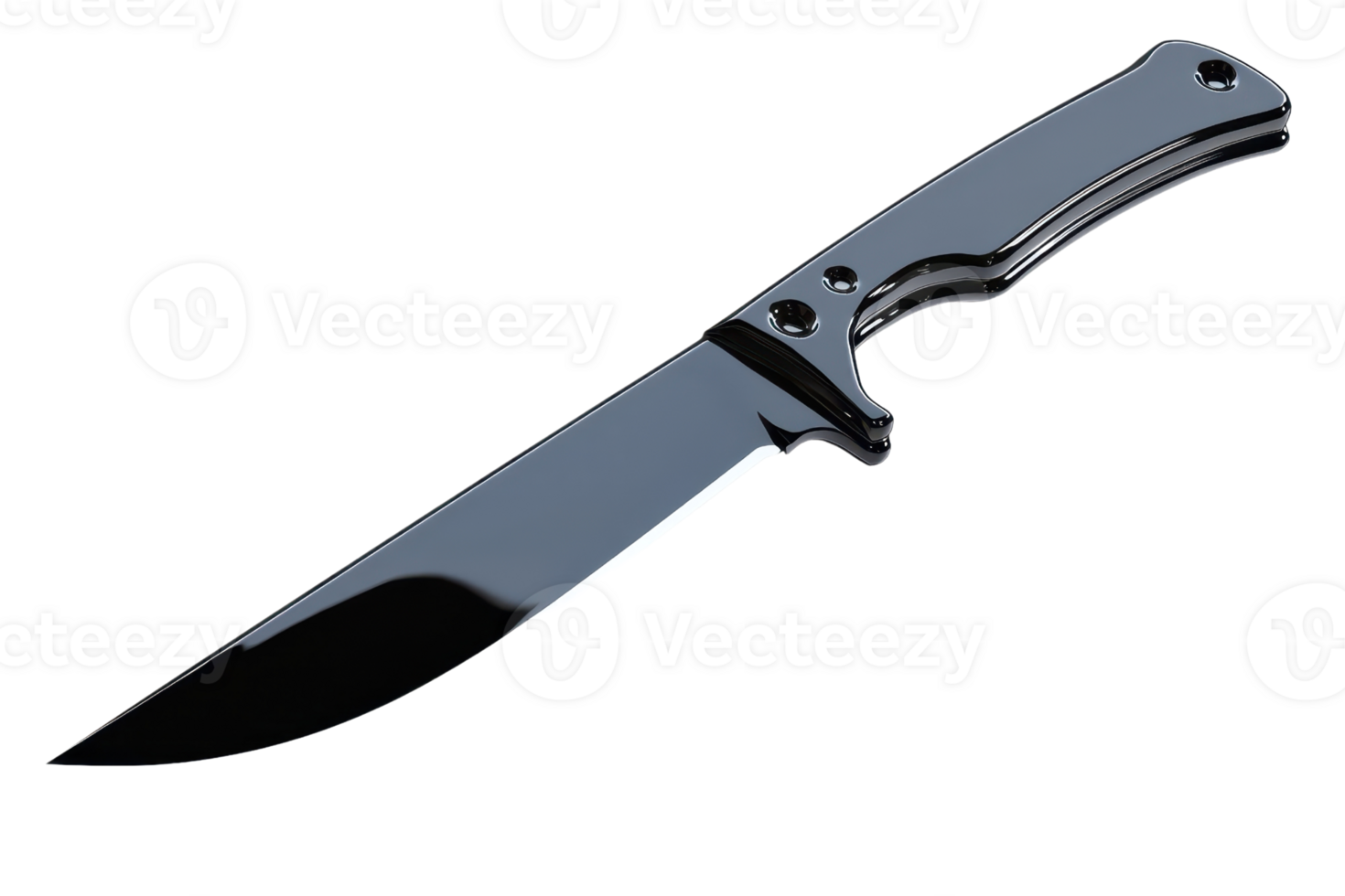 Sleek black hunting knife with a sharp blade and ergonomic handle, ideal for outdoor adventures, camping, and survival enthusiasts. png