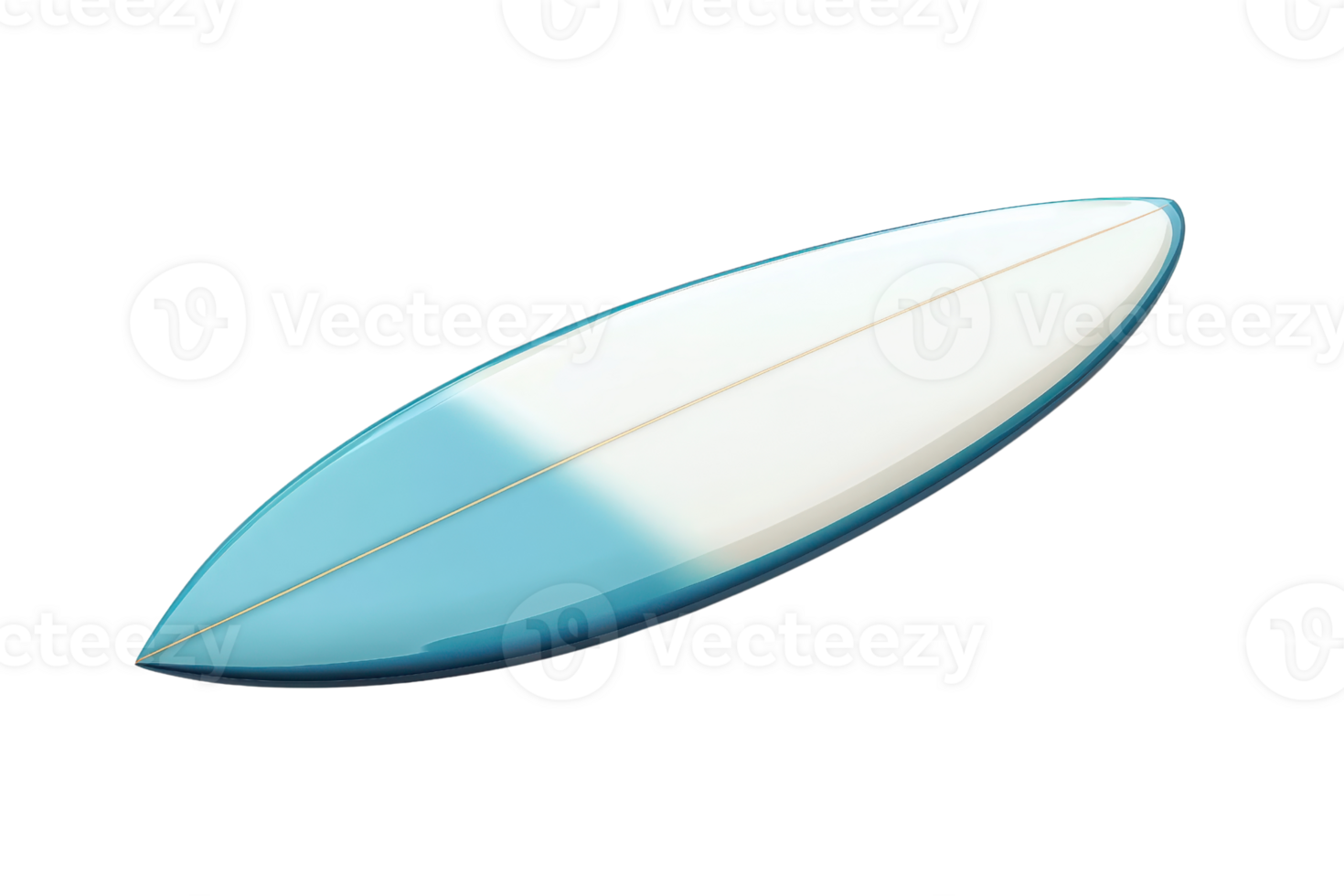 Isolated blue and white surfboard on transparent background. perfect for summer sports themes and ocean adventure concepts. png