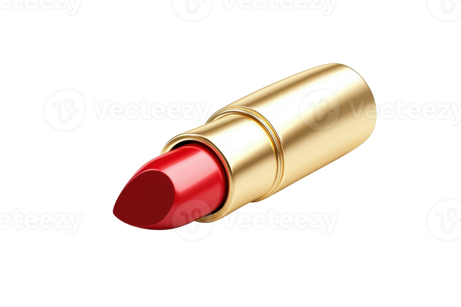 Luxurious red lipstick in a sleek golden tube, perfect for enhancing your makeup collection with a touch of elegance and sophistication. png