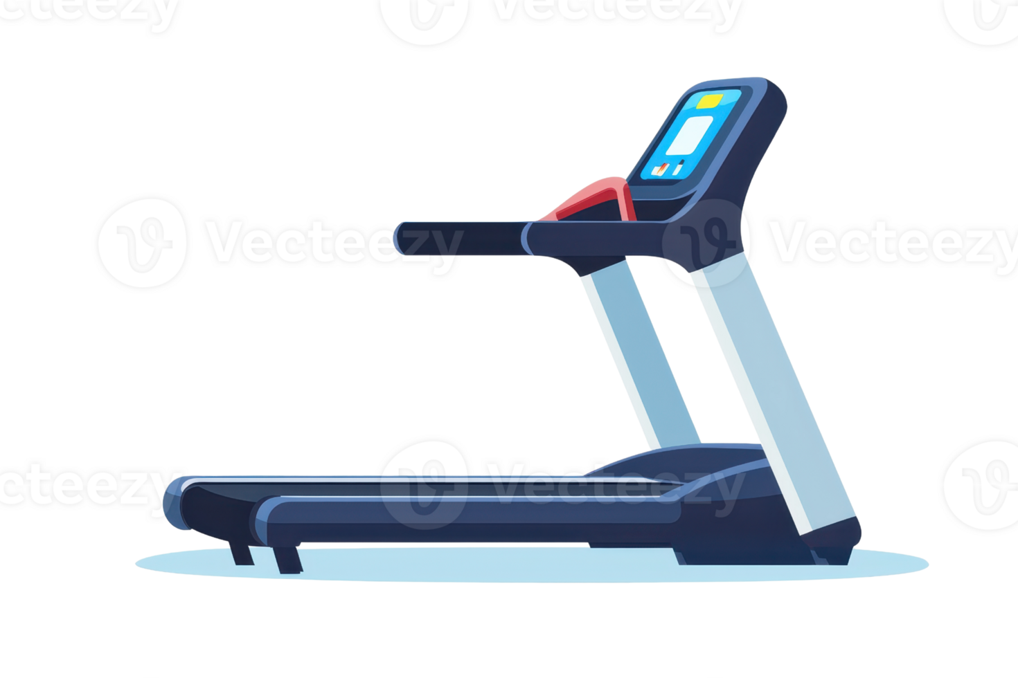 Modern treadmill design for home and gym fitness sessions. Blue and sleek, perfect for cardio workouts and running exercises. png