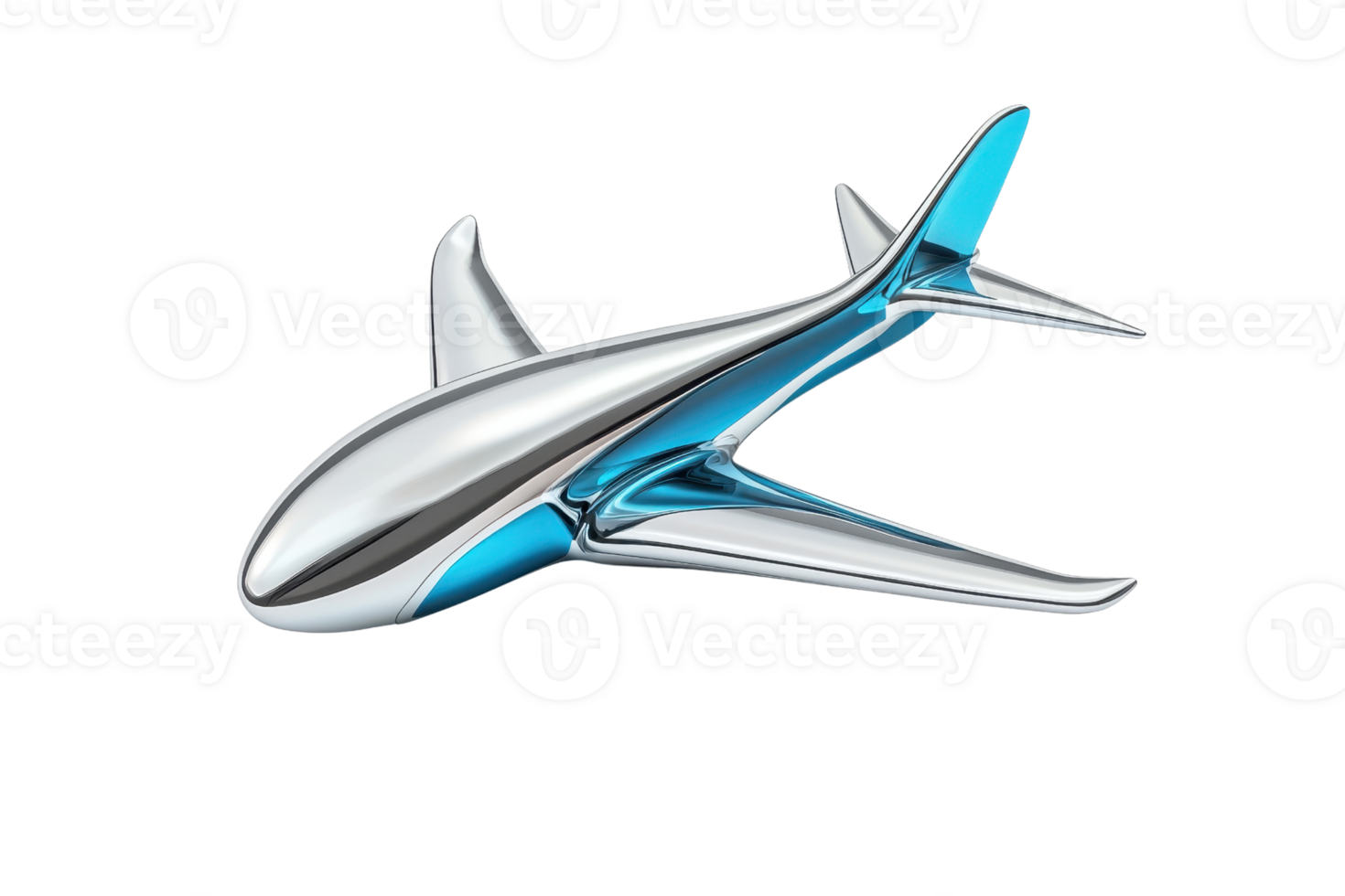 Sleek and futuristic silver airplane model with blue accents, representing modern aviation, technology, and design innovation. png