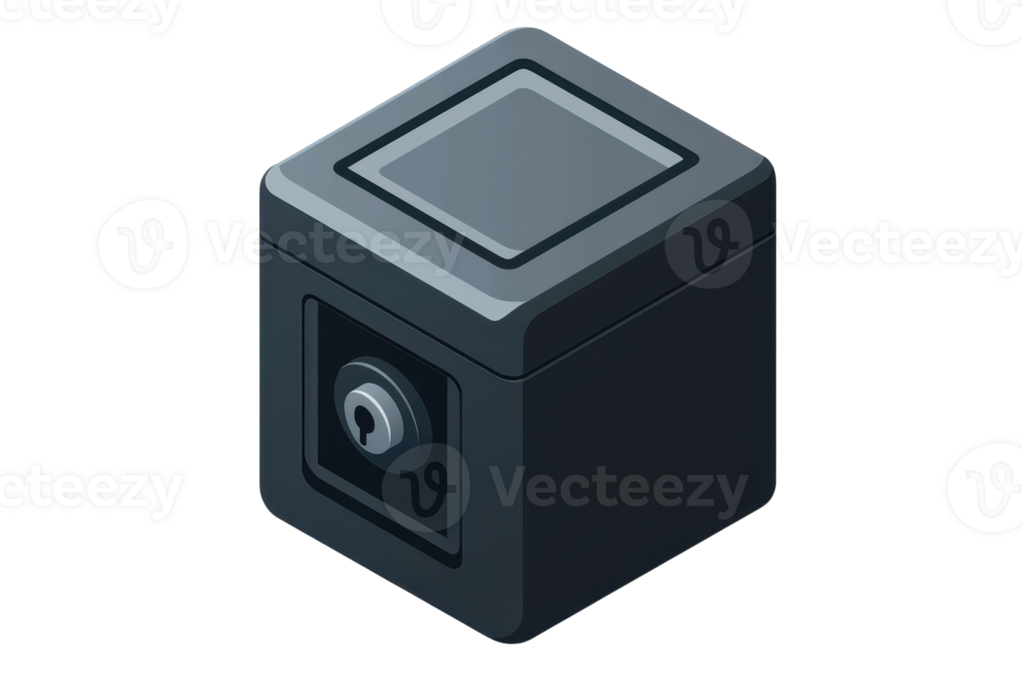 Isometric illustration of a secure, locked safe box. Perfect for representing security, protection, and financial safety concepts. png