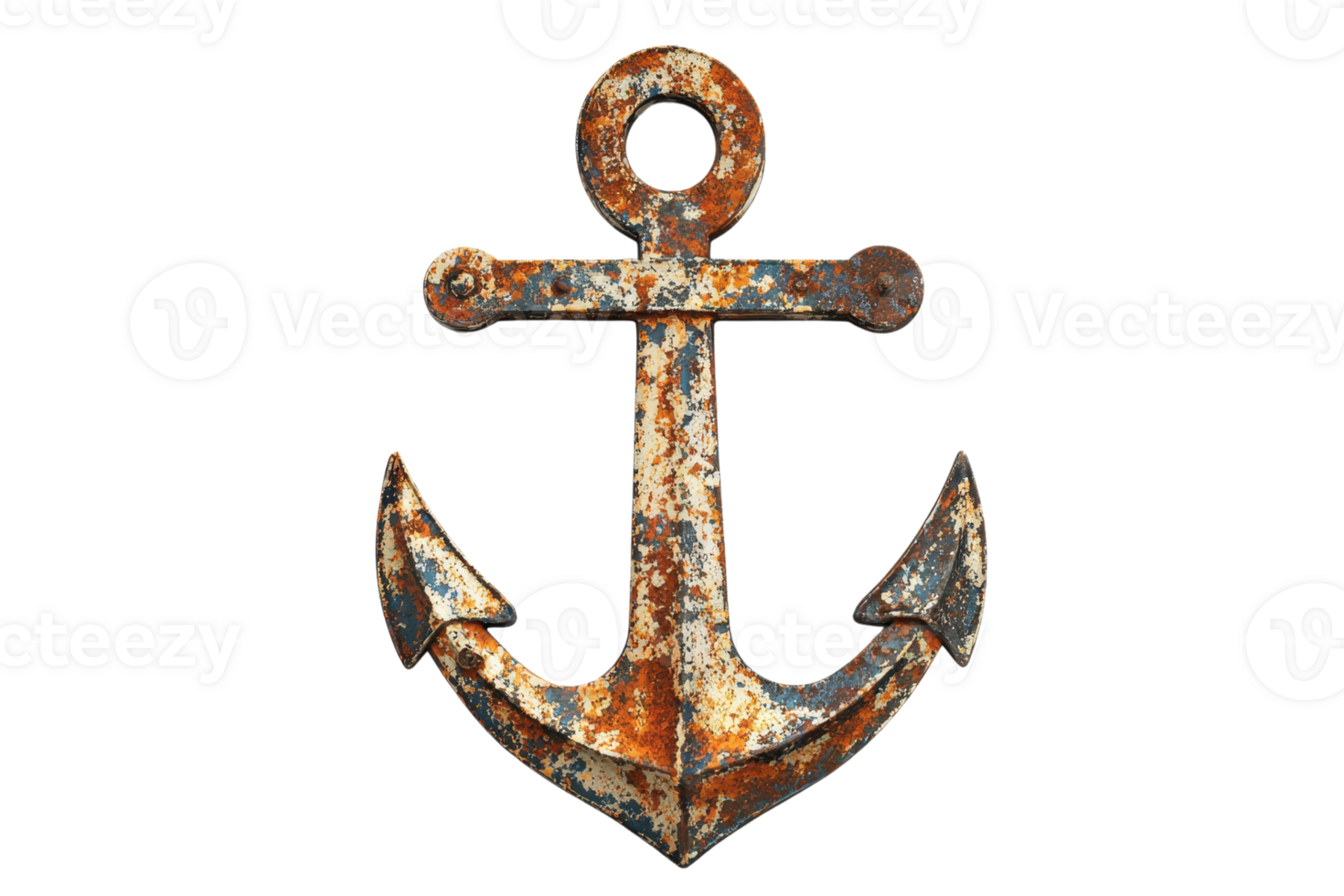 Rustic antique anchor showing weathered texture, symbolizing strength and nautical heritage. Perfect for maritime and adventure themes. png