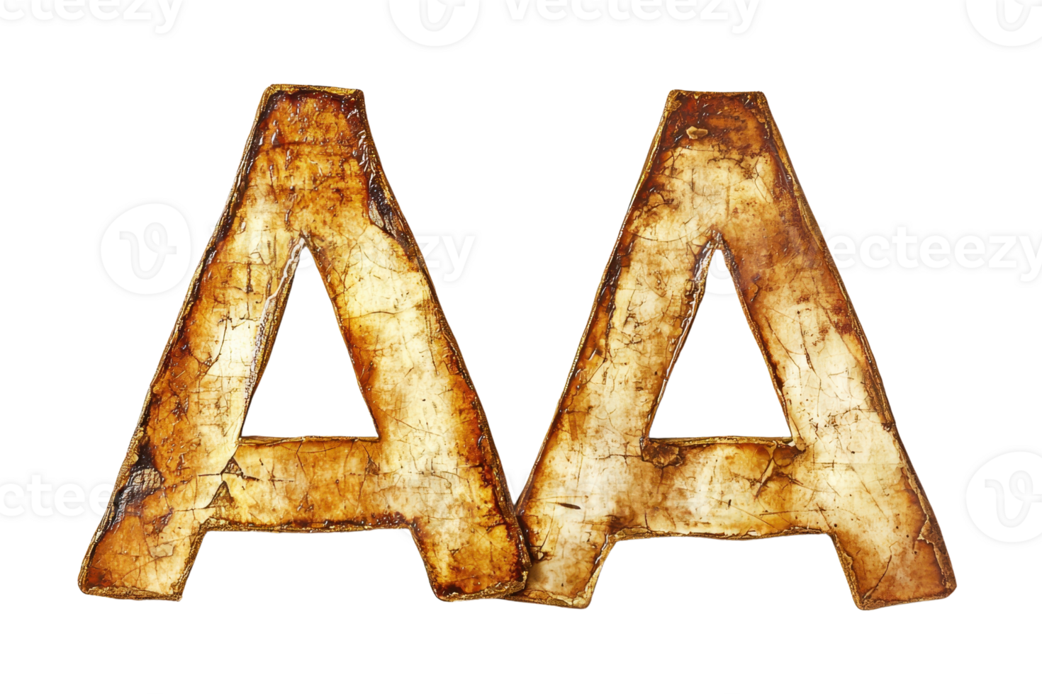 Rustic uppercase double A letters with a weathered, grunge appearance, perfect for vintage and retro design projects. png
