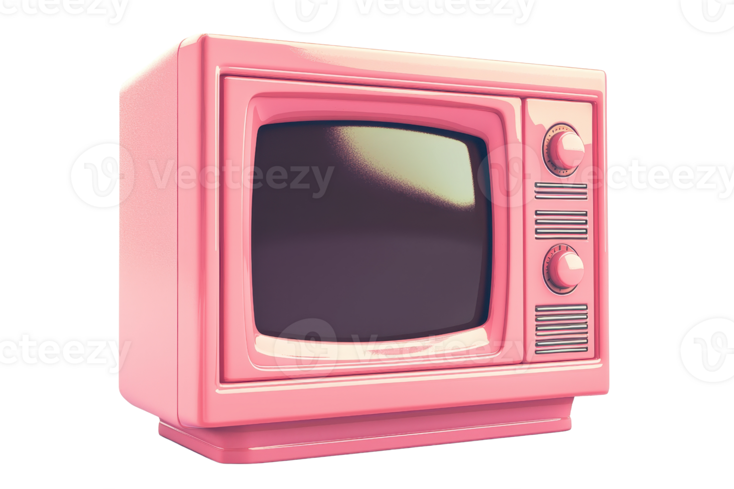 Retro pink television set with dials and vintage design, evoking nostalgia and classic style. Perfect for media and retro-themed projects. png