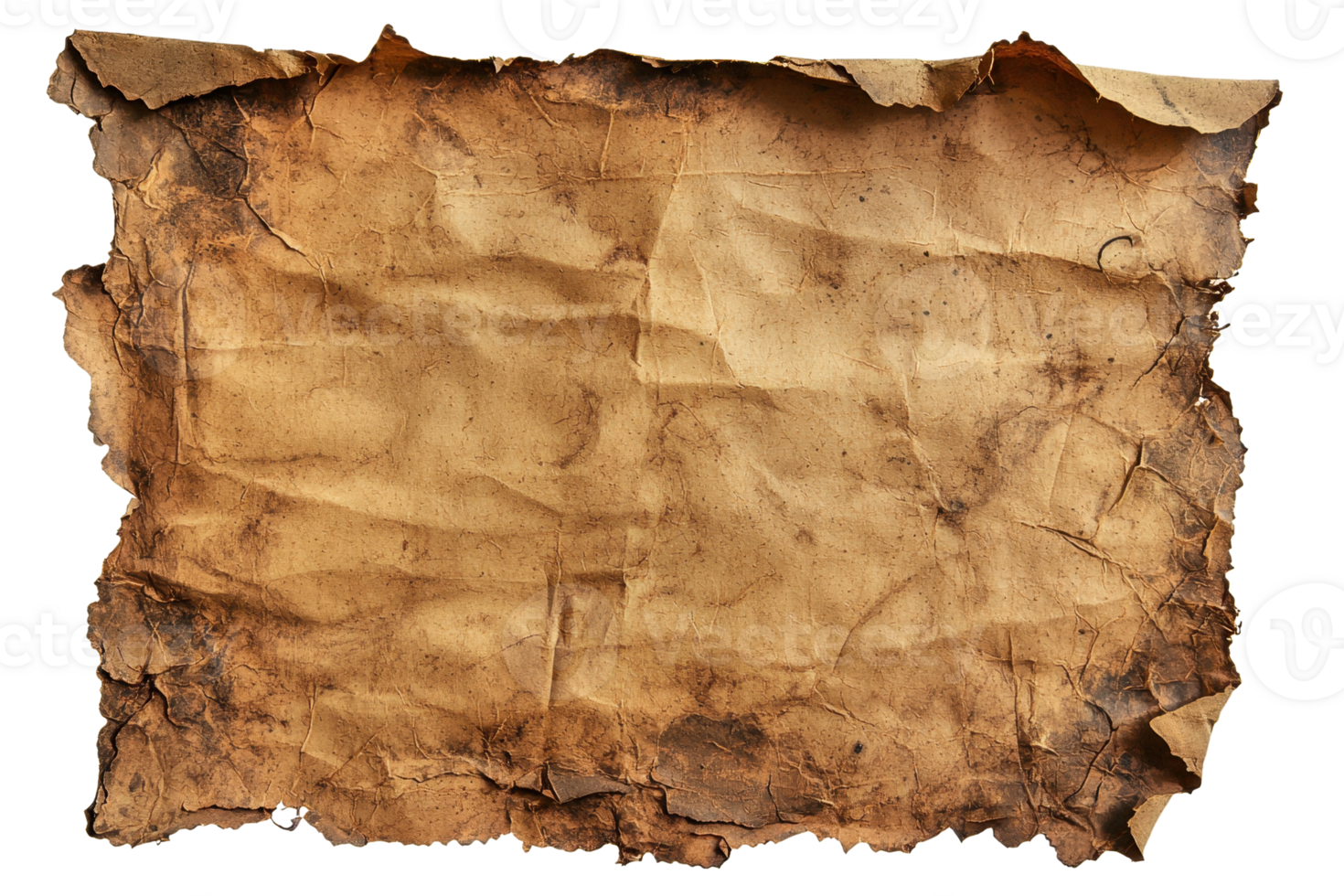 Old, weathered parchment paper with a textured surface, perfect for backgrounds or historical projects. png