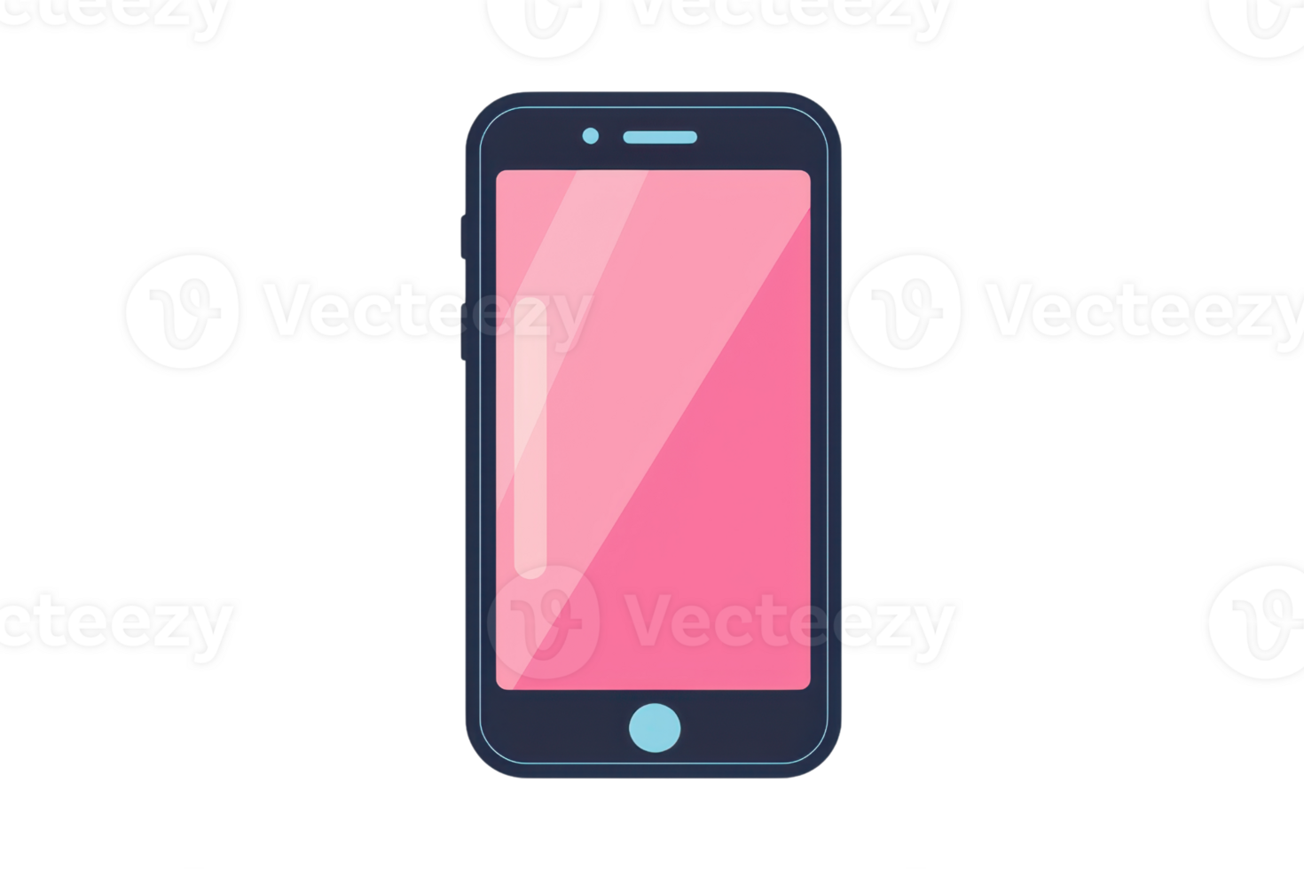 illustration of a modern smartphone with a vibrant pink screen, designed in a minimalist style. Ideal for tech and communication themes. png