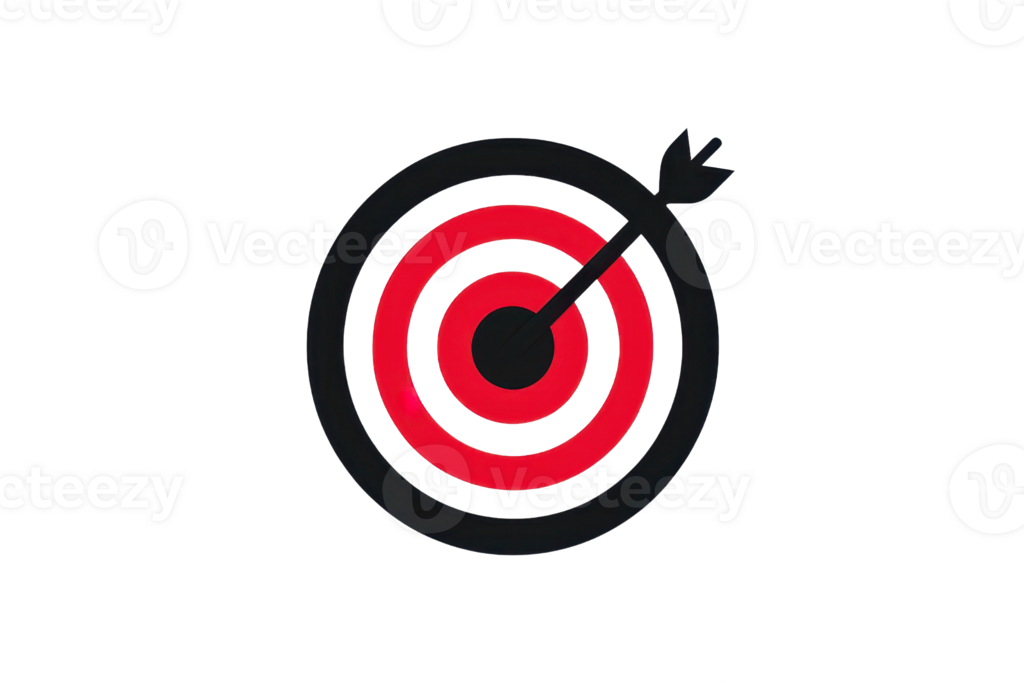 icon of red target with black arrow hitting center, symbolizing precision, goal achievement, and accuracy in design. png