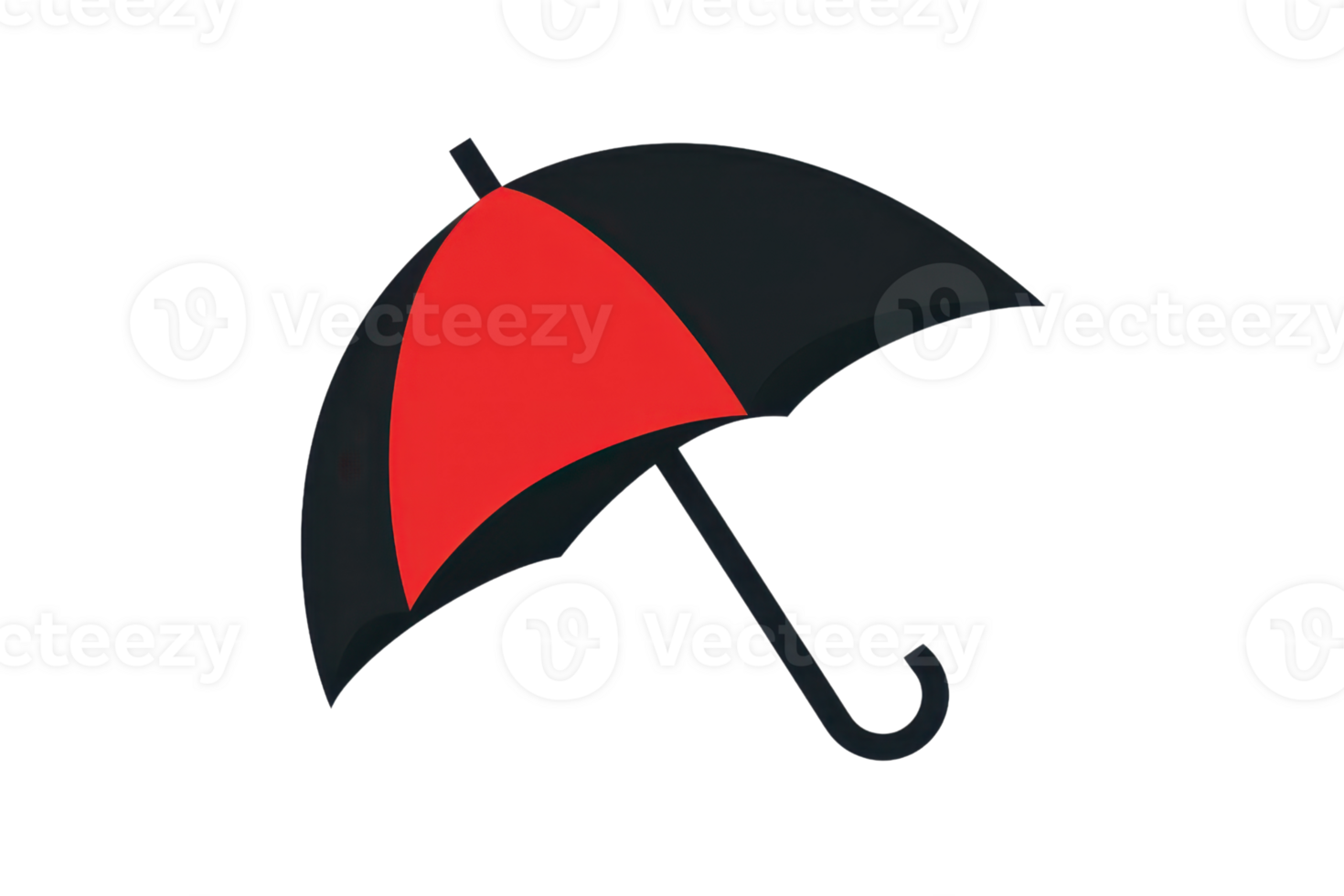 Stylish red and black umbrella with a curved handle design, perfect for rainy days and outdoor activities. Ideal for fashion and practicality. png
