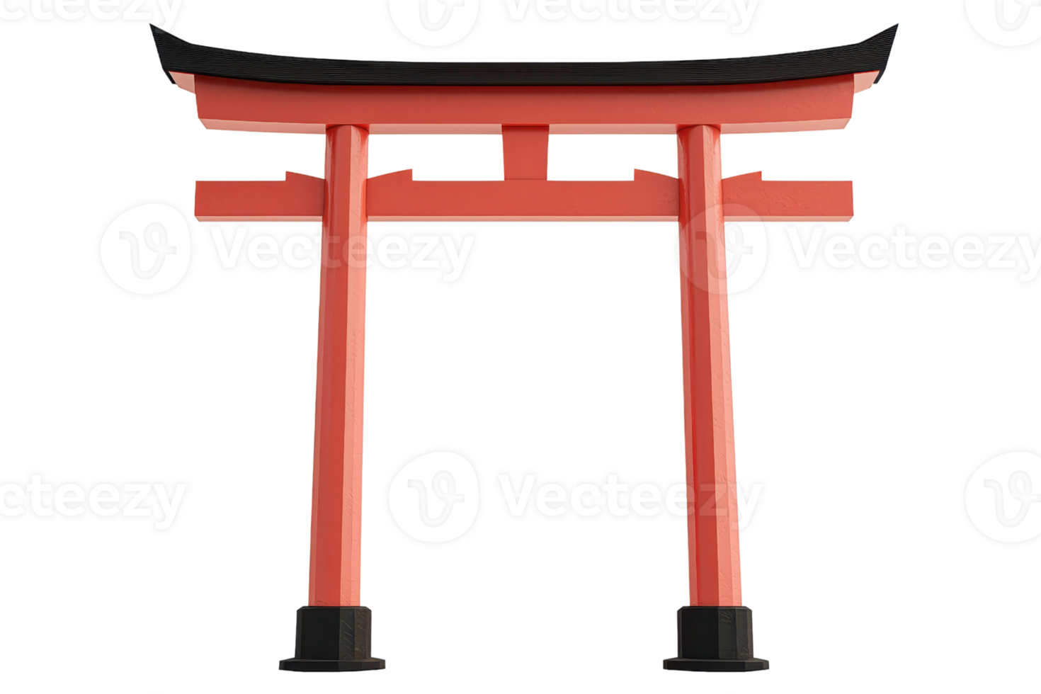 Traditional red torii gate standing as an iconic symbol in Japanese culture, symbolizing the transition to sacred spaces. png