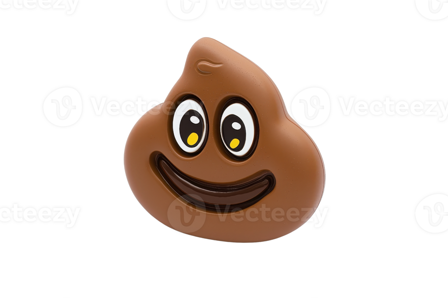 Smiling poop emoji with expressive eyes on a transparent background. conveying humor and emotion in digital communication. png