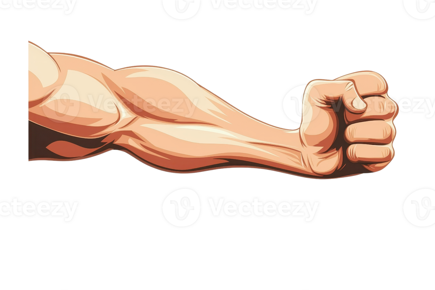 Strong cartoon arm with clenched fist, symbolizing strength and power, perfect for fitness and motivation concepts. png