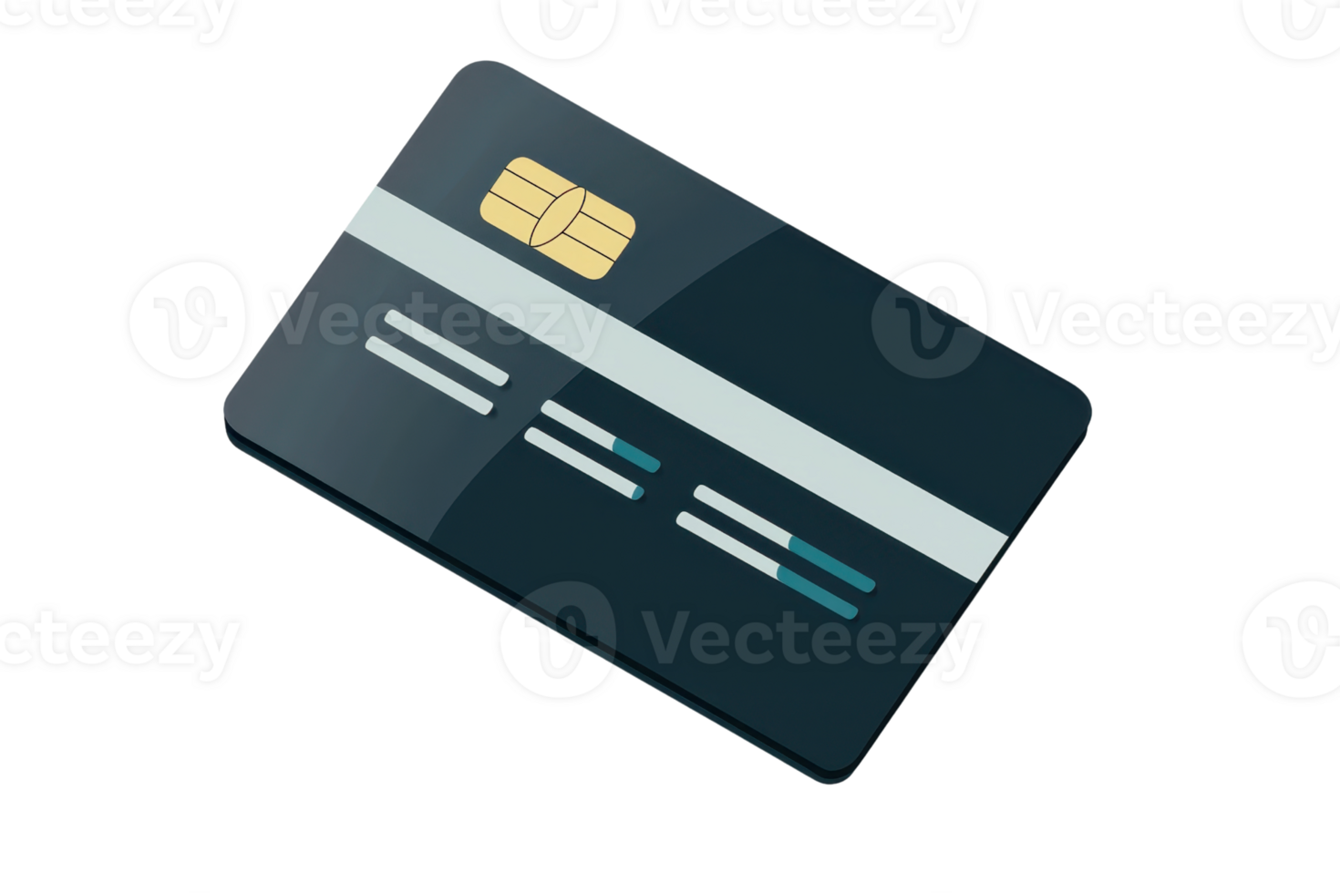 Stylized credit card illustration with chip, symbolizing finance, shopping, and online transactions on a transparent background. png