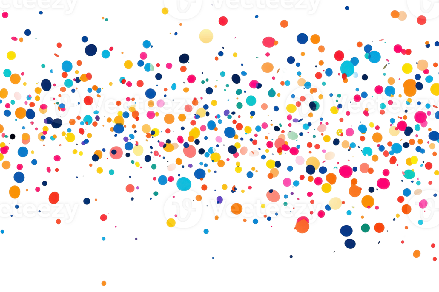Vibrant abstract pattern with multicolored circles on a transparent background. creating a lively, energetic visual effect, perfect for modern designs. png