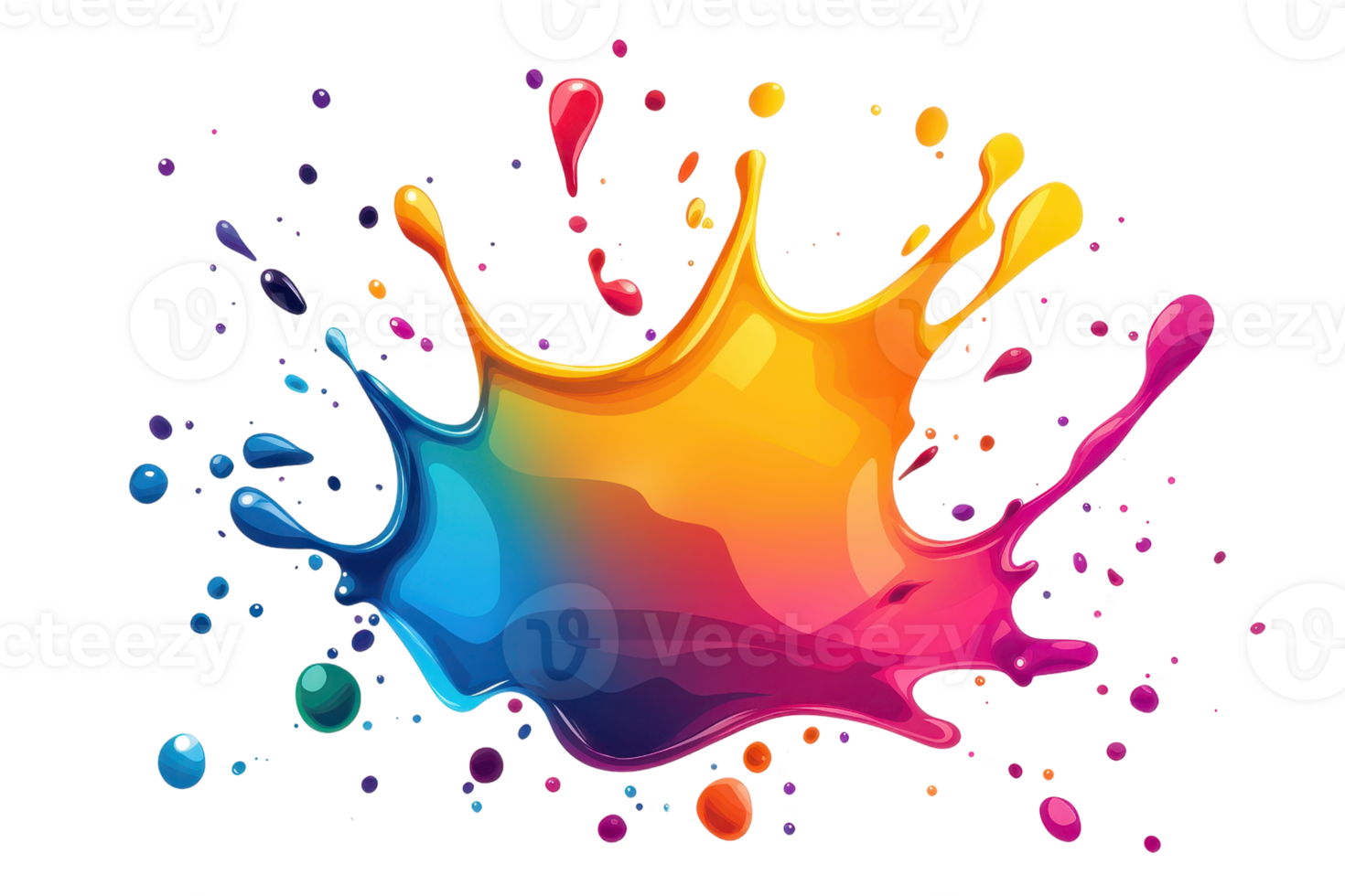 Vibrant abstract splash of colorful paint, showcasing a dynamic mix of hues on a transparent background. capturing creativity and expression. png