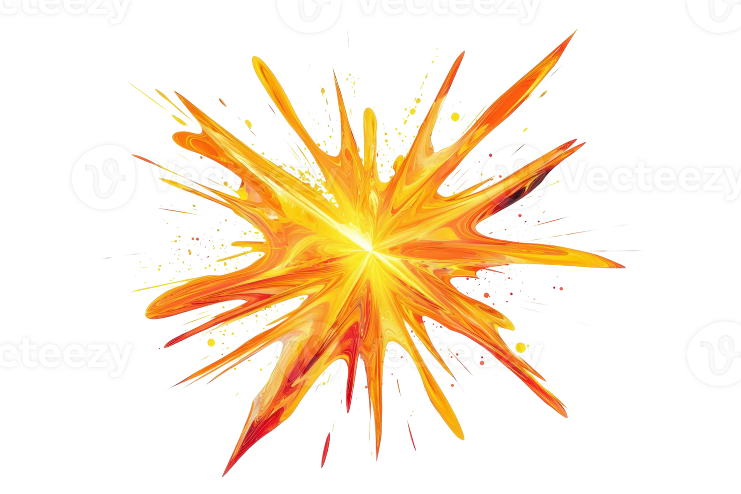 Vibrant burst of yellow and orange colors creating an abstract explosion effect on a transparent background. Perfect for dynamic designs. png