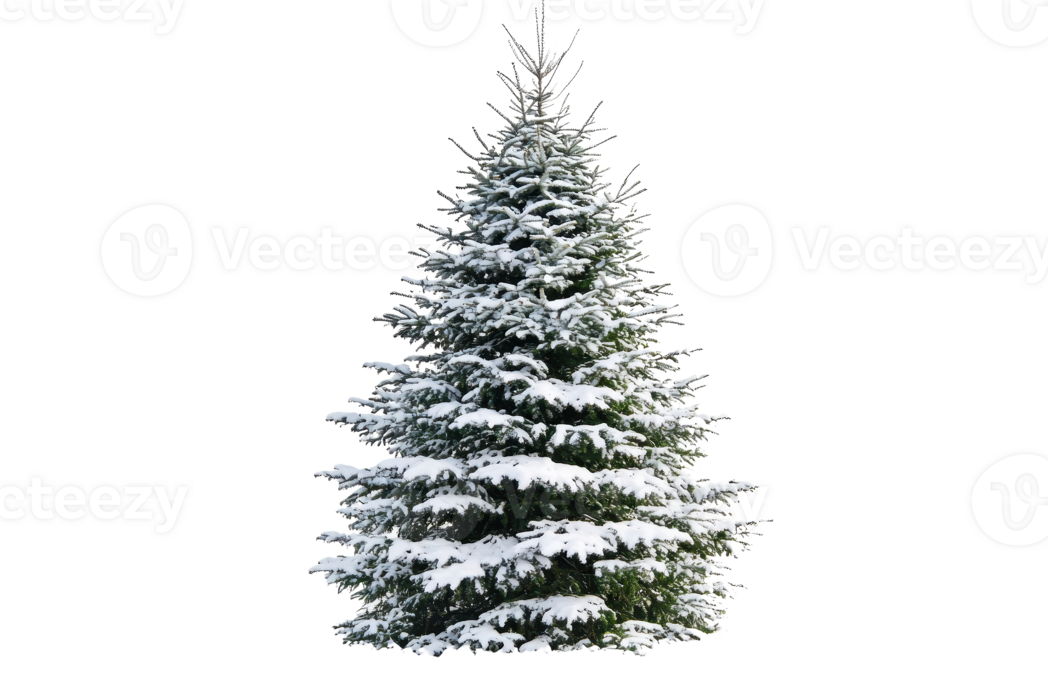 Snow-covered Christmas tree isolated on transparent background. perfect for holiday designs and winter-themed projects. png