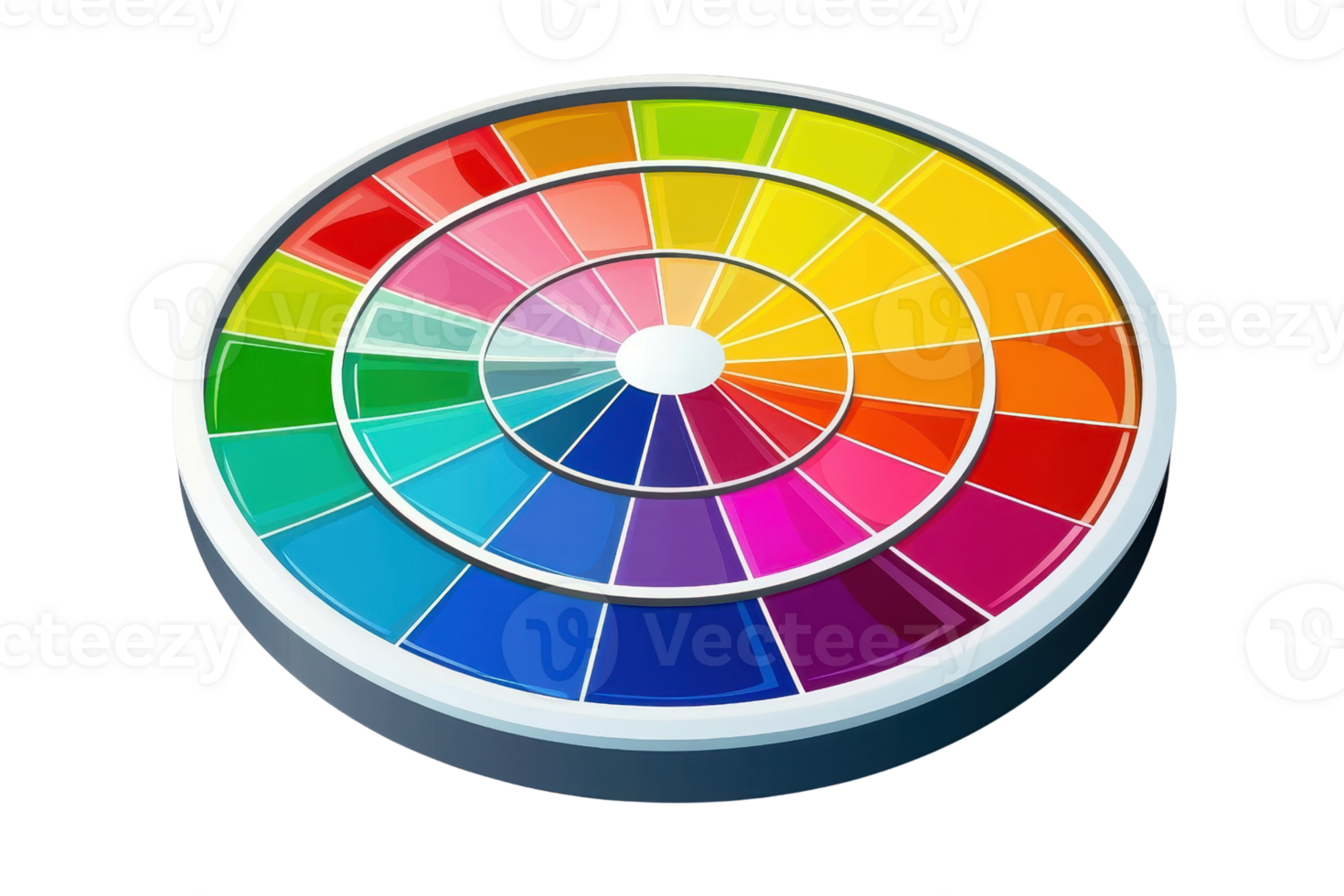 Vibrant color wheel showcasing a spectrum of hues, perfect for design inspiration and color theory reference. Ideal for artists and designers. png