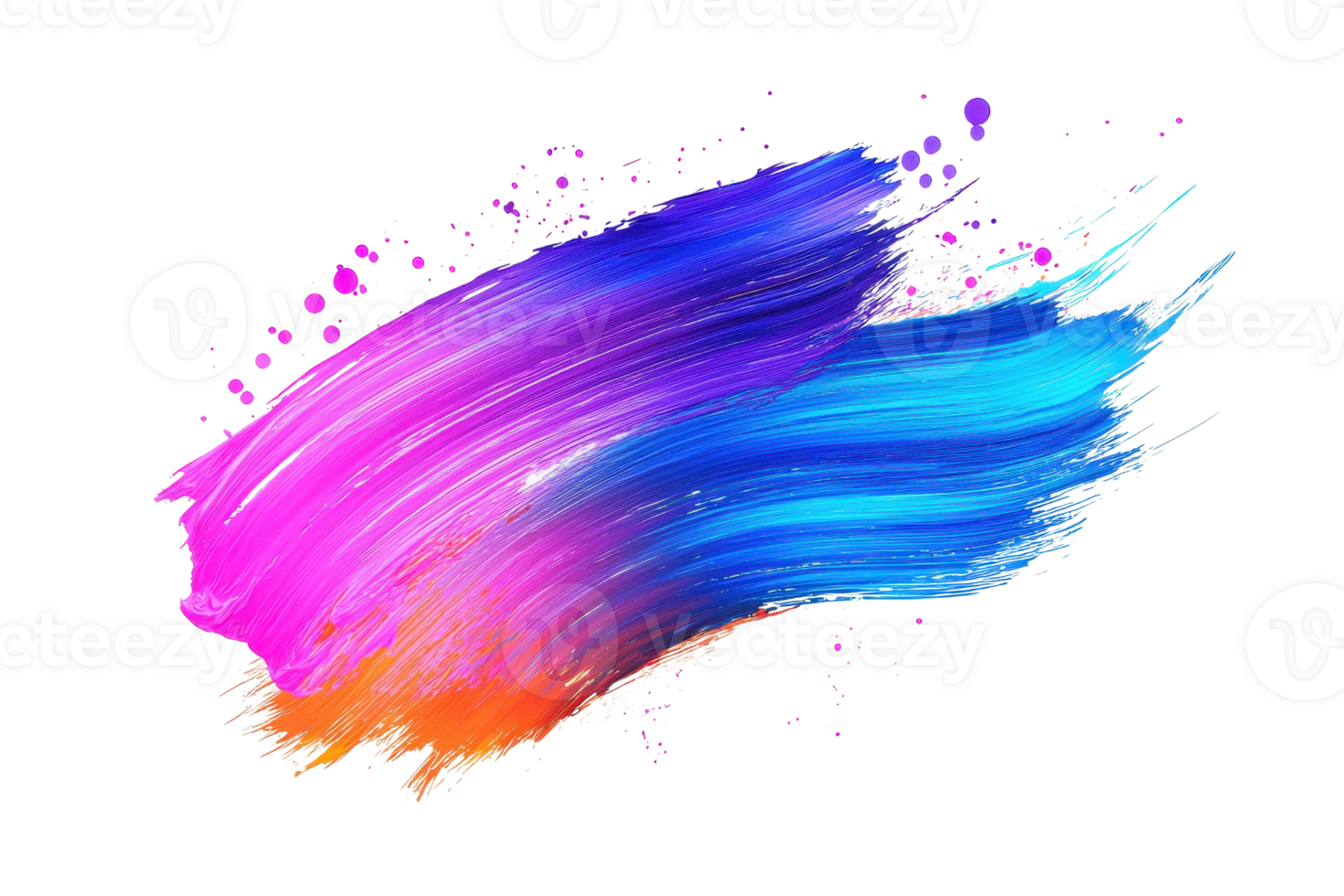 Vibrant abstract brush stroke blending purple, blue, and orange hues, creating a dynamic and colorful artistic background. png