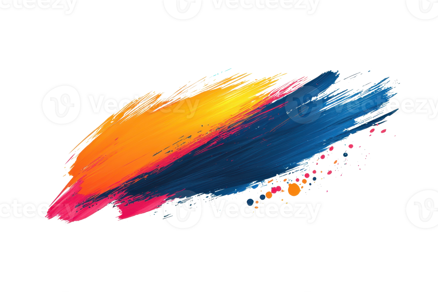 Vibrant abstract brush stroke combining shades of orange, pink, and blue, suitable for creative projects and modern design backgrounds. png