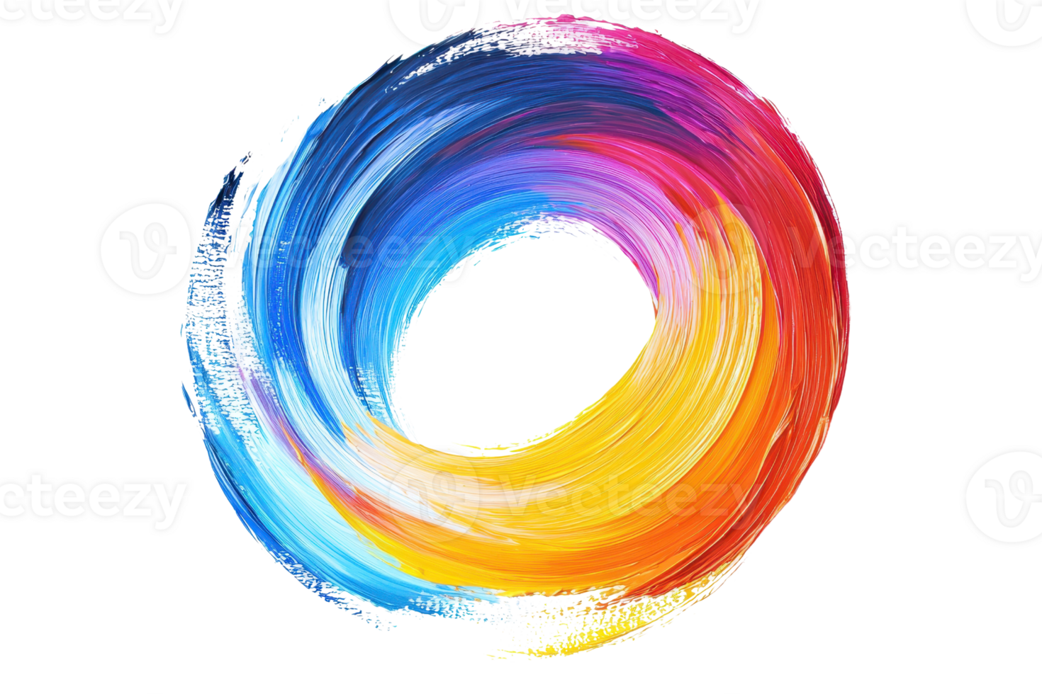 Vibrant abstract colorful swirl brushstroke on transparent background. symbolizing creativity and energy in motion, ideal for dynamic artistic projects. png