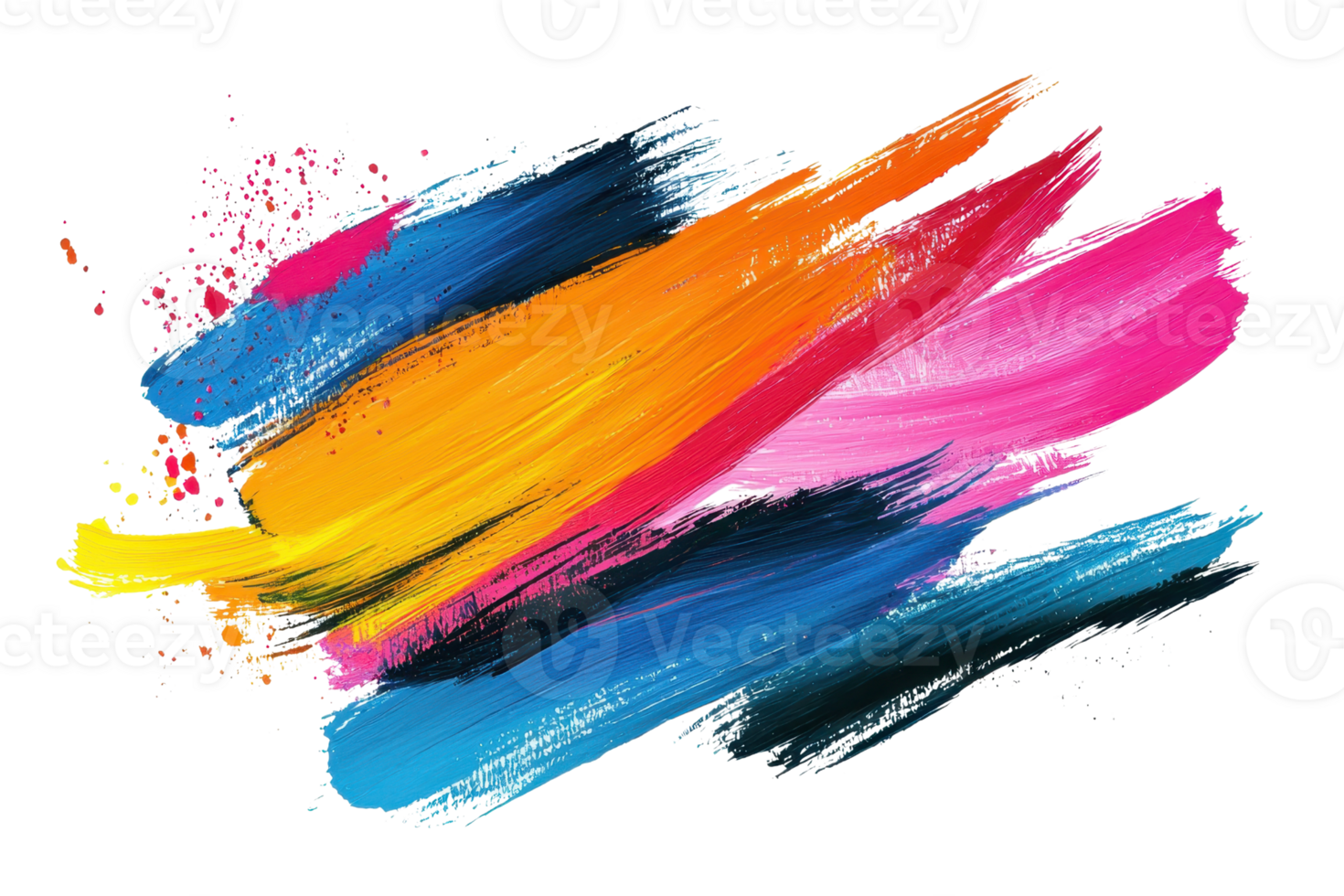 Vibrant abstract brush strokes in bright colors create a dynamic composition, perfect for artistic backgrounds or creative projects. png