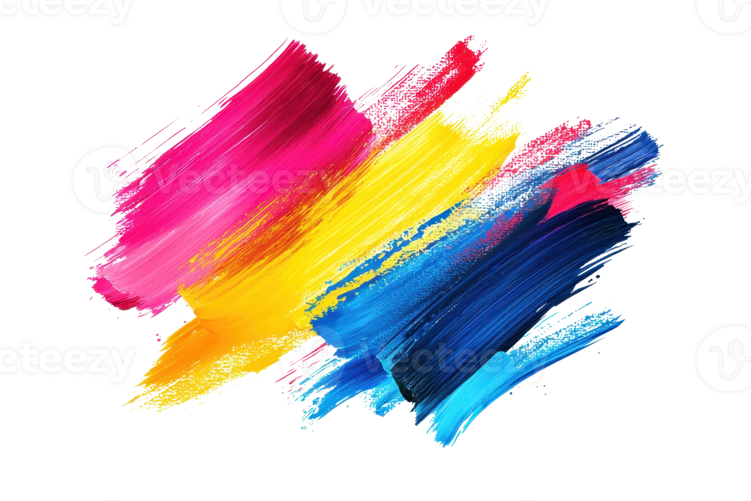Vibrant abstract paint strokes in red, yellow, and blue creating a colorful artistic background full of energy and creativity. png