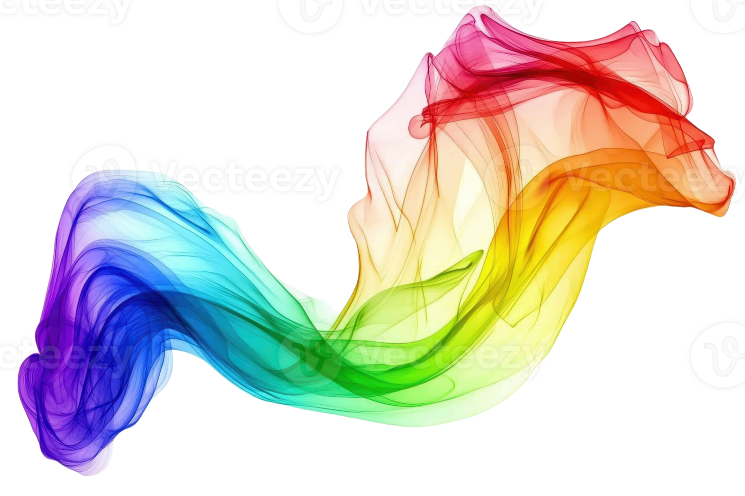Vibrant abstract rainbow wave against transparent background. depicting motion and creativity in colorful fluid shapes. png