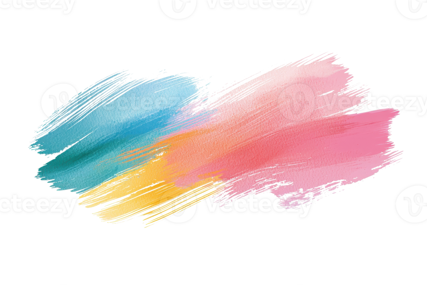 Vibrant abstract watercolor brush strokes in blue, yellow, and pink perfect for backgrounds, artistic projects, and creative designs. png