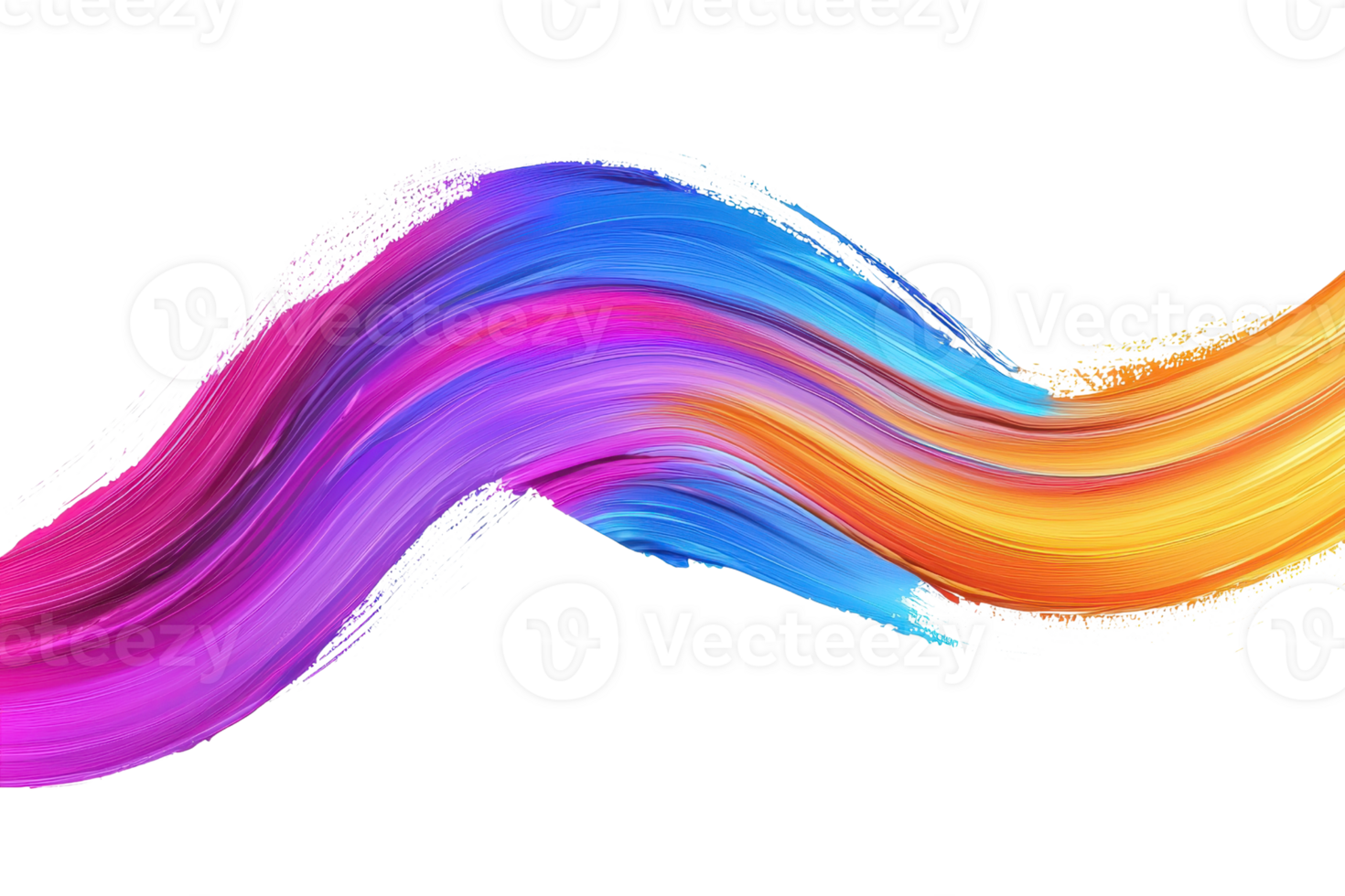 Vibrant abstract wave of colorful brushstrokes flowing seamlessly on a transparent background. creating a dynamic and energetic visual effect. png