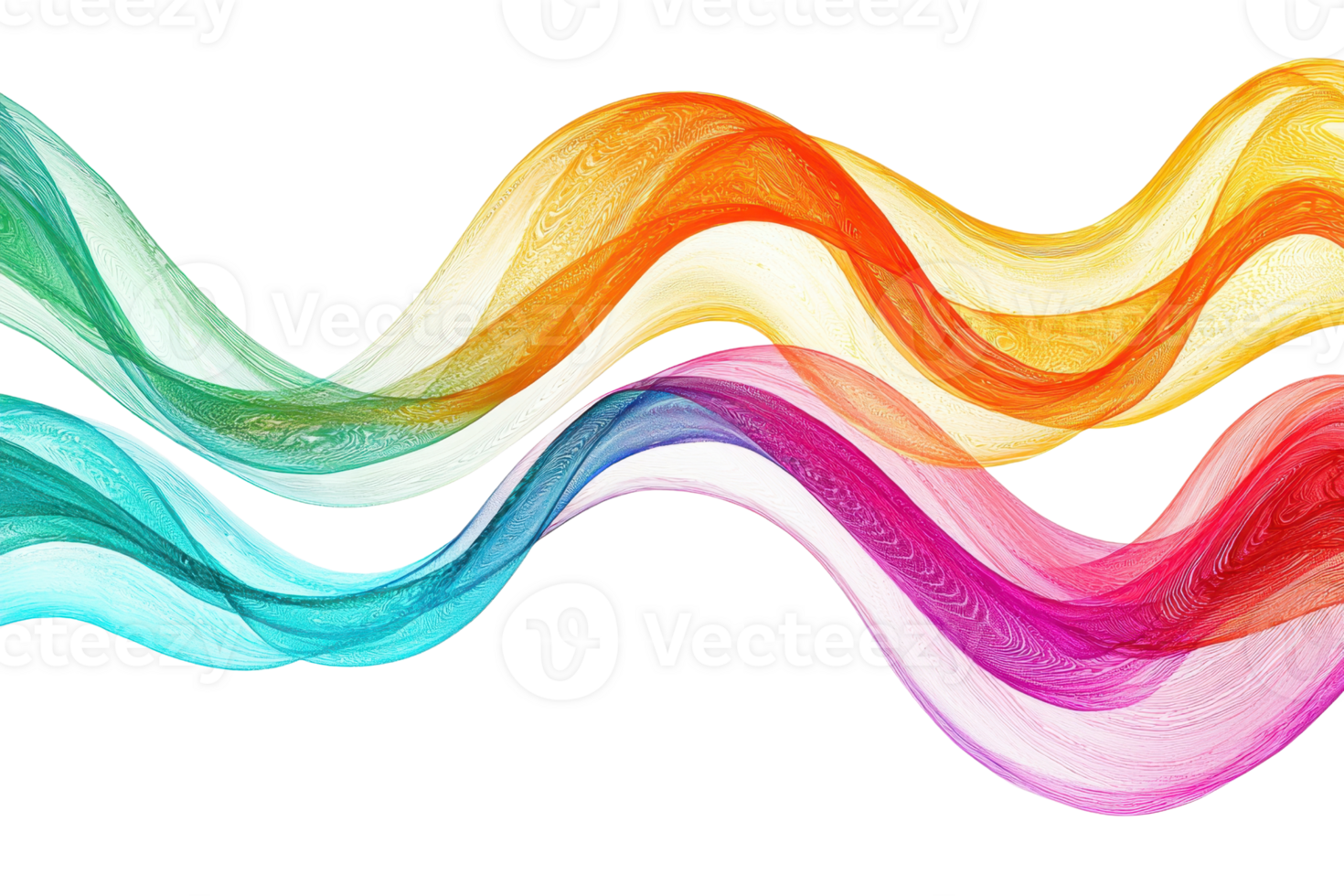 Vibrant abstract wave composition in rainbow colors, symbolizing energy and creativity. Ideal for backgrounds, posters, and design projects. png