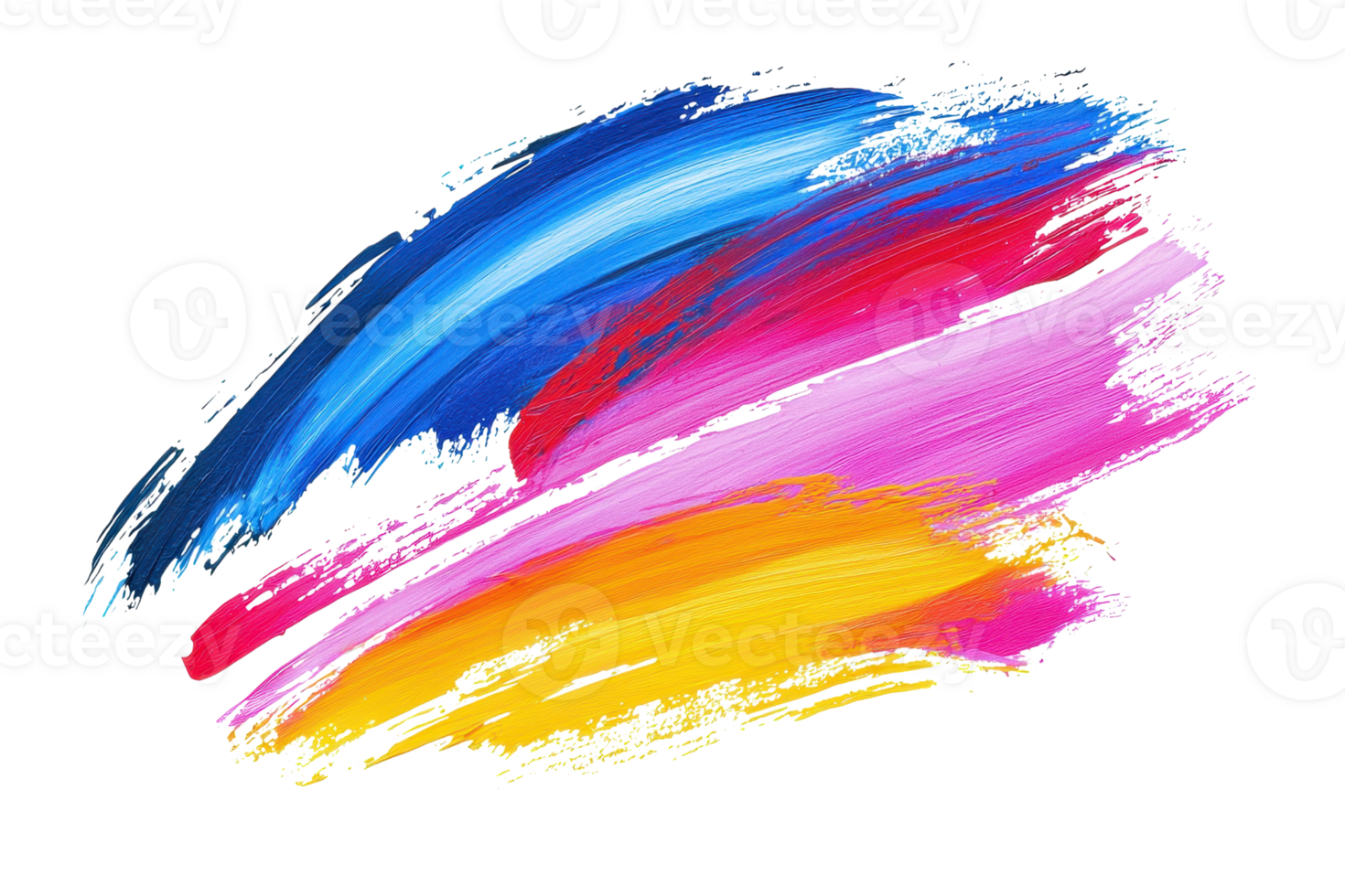 Vibrant abstract strokes of blue, pink, and yellow paint create a dynamic and colorful artistic composition, exuding energy and creativity. png