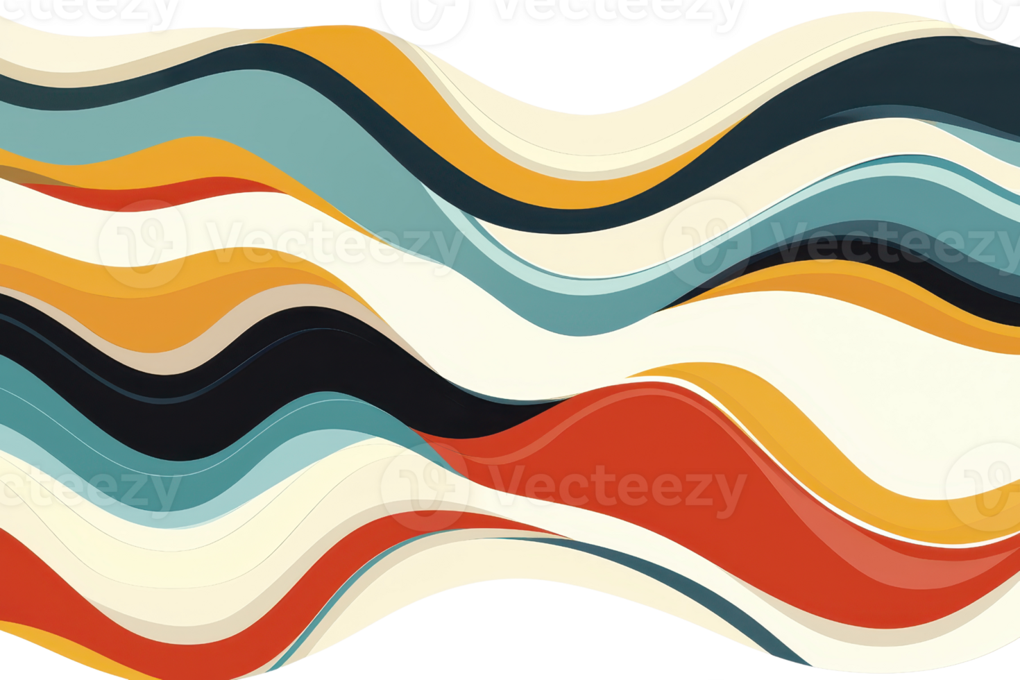 Vibrant abstract wave pattern with bold colors and flowing lines, perfect for modern design or creative backgrounds. png