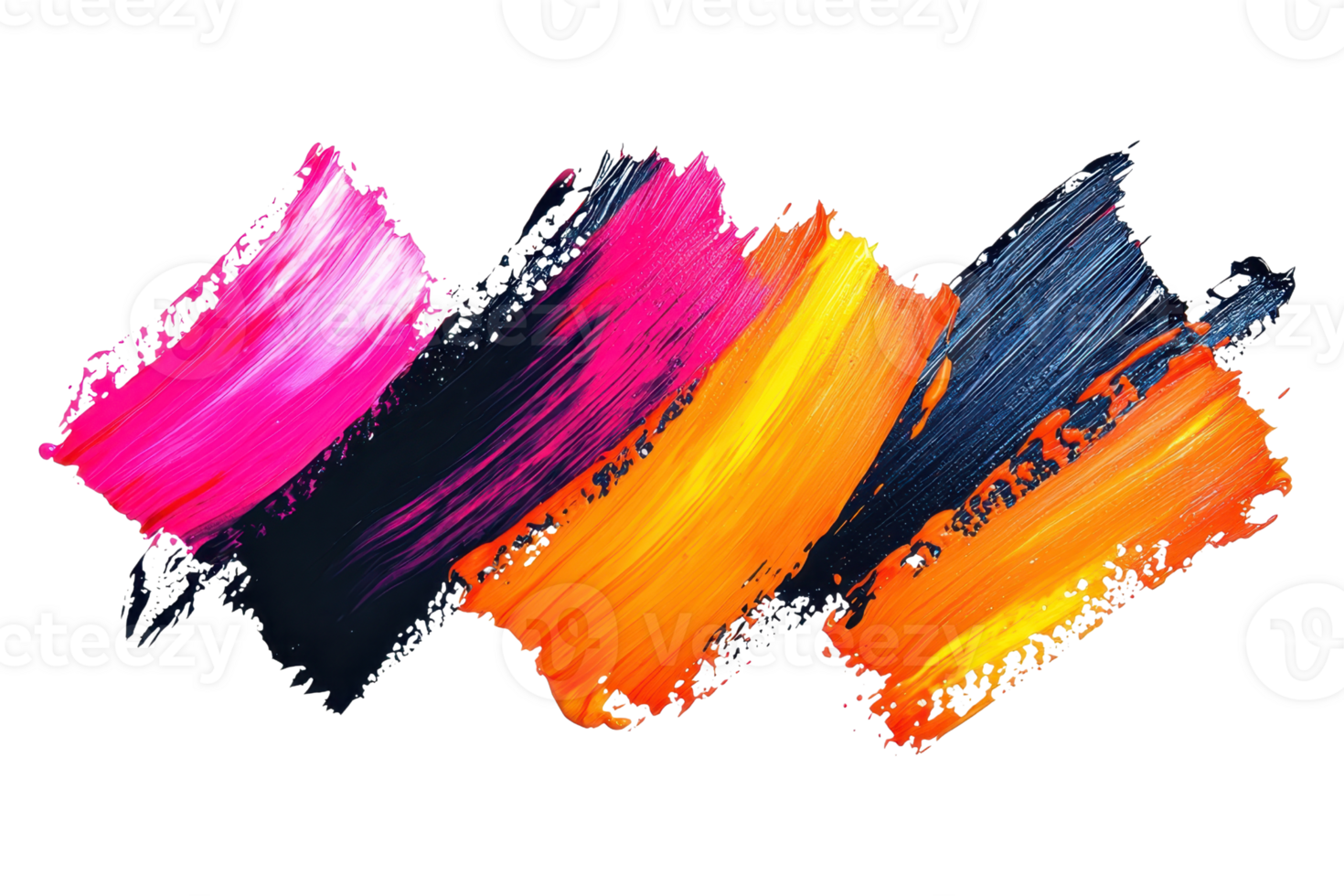 Vibrant brushstrokes in pink, orange, and blue create an abstract composition, adding artistic flair and lively color to your creative projects. png