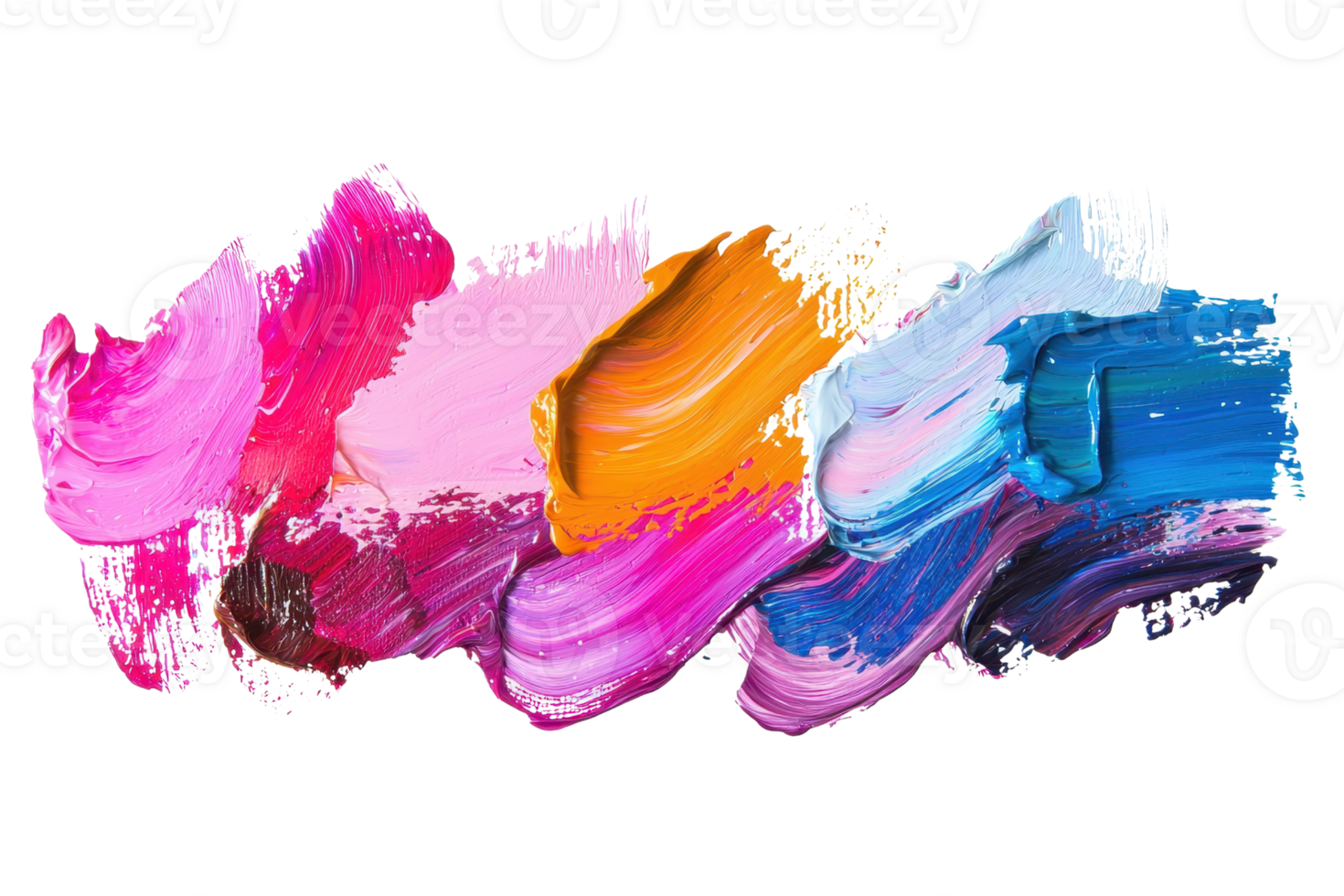 Vibrant brush strokes of colorful paint create an abstract, dynamic composition, showcasing diverse hues and textures for creative inspiration. png