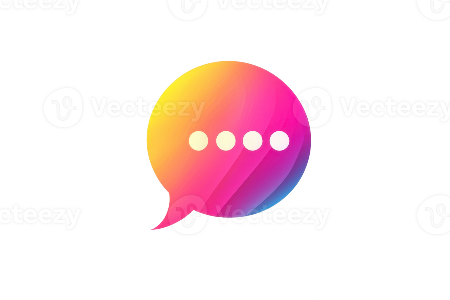 Vibrant gradient speech bubble icon with four dots, symbolizing communication, conversation, and messaging in digital and social media contexts. png