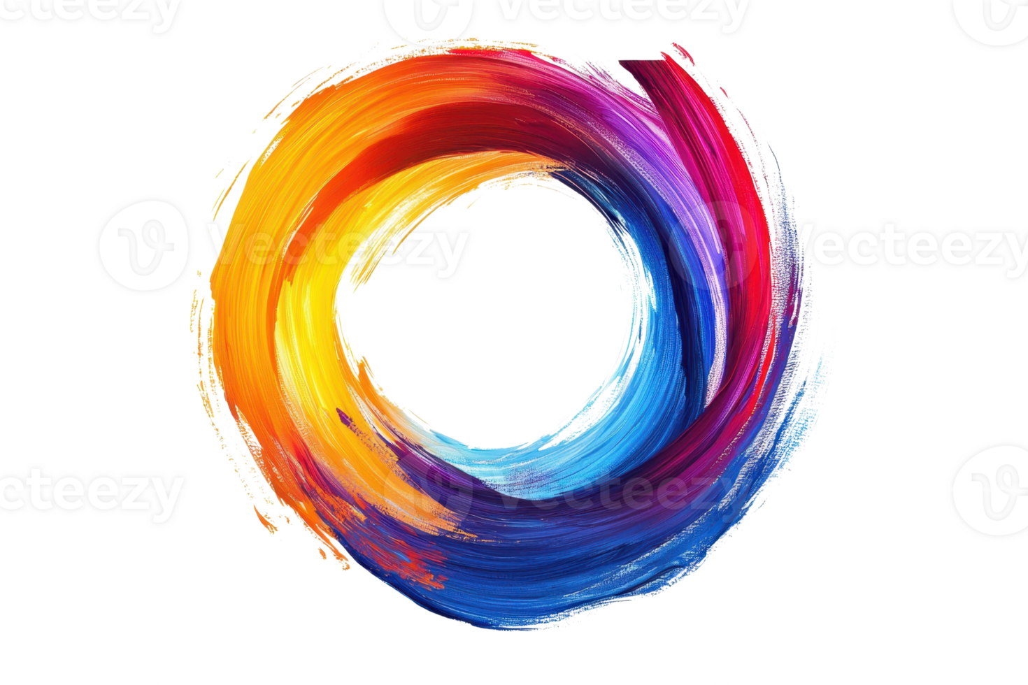 Vibrant circular brushstroke in vivid colors, creating a dynamic and artistic design, perfect for modern and creative visual projects. png