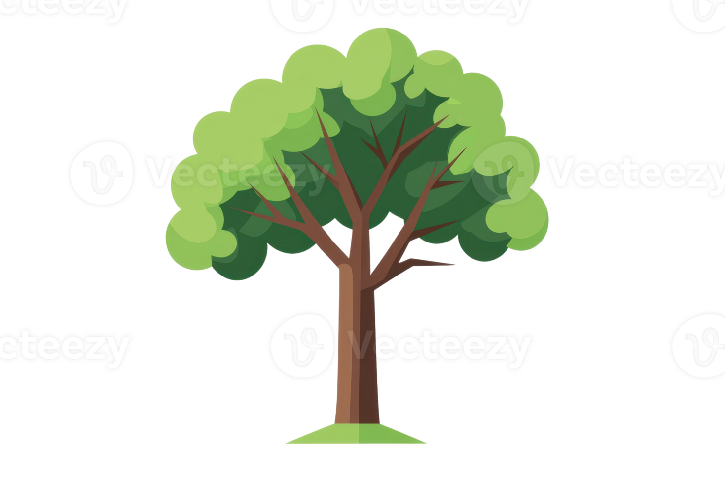 Vibrant illustration of a lush green tree with sprawling branches and rich foliage, symbolizing growth and vitality against a clear background. png