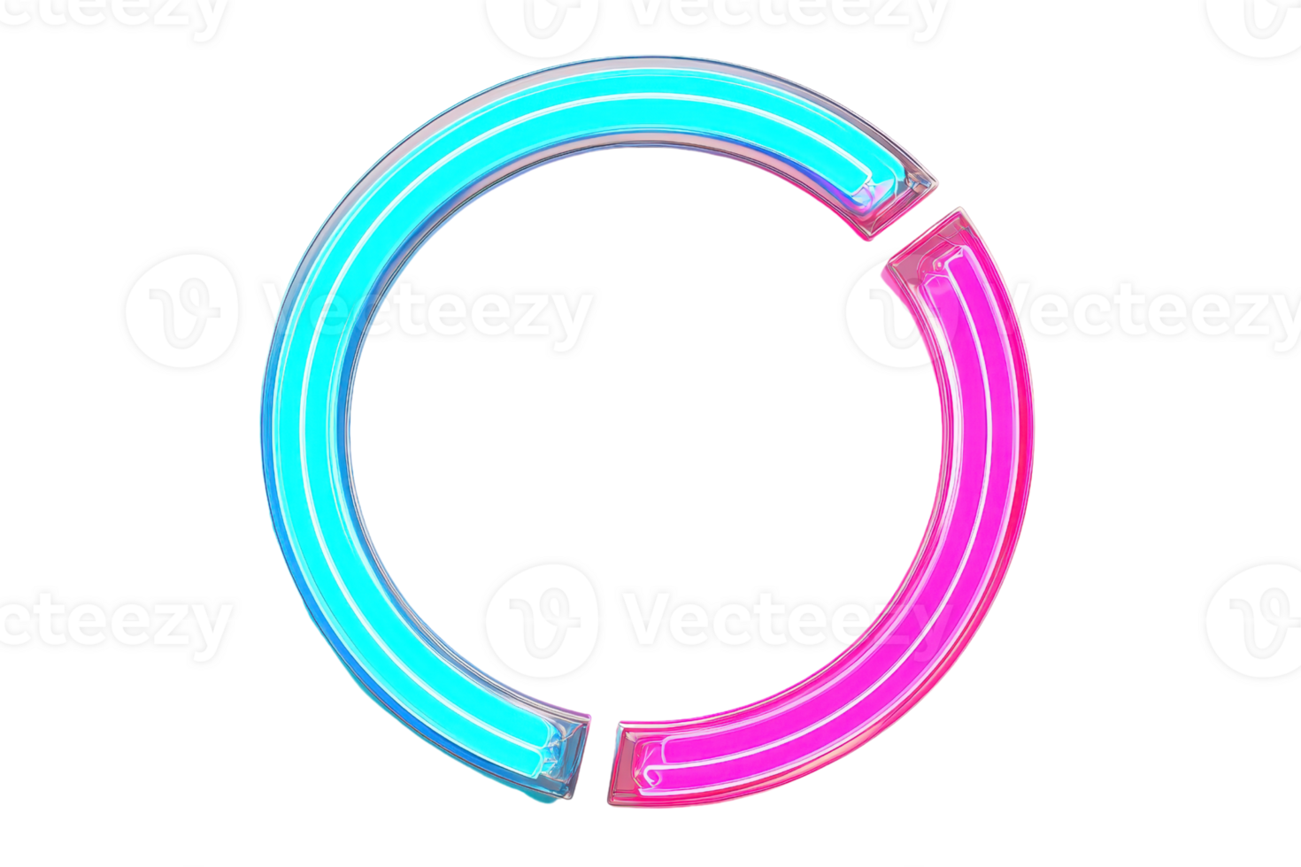 Vibrant neon circular light with pink and blue hues, isolated on a transparent background. perfect for modern design and technology themes. png