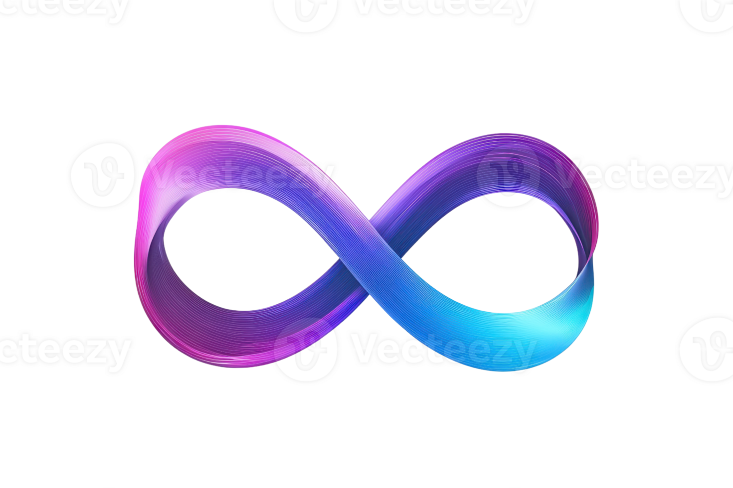 Vibrant infinity symbol with a gradient of blue and purple hues, representing endless possibilities and concepts of eternity. png