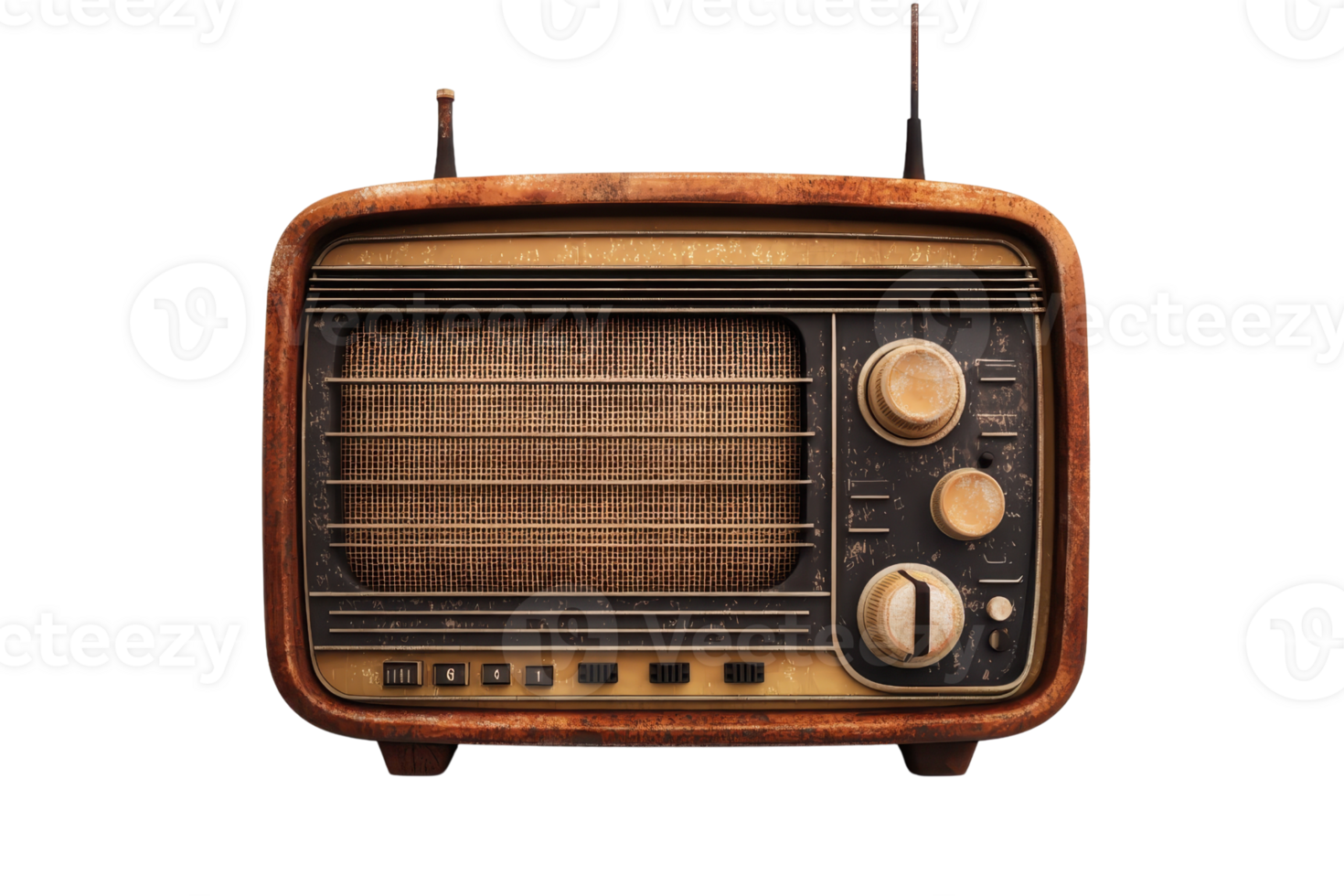 Vintage radio with wooden frame and classic dials. Perfect for retro-themed projects or nostalgia-inspired designs. png