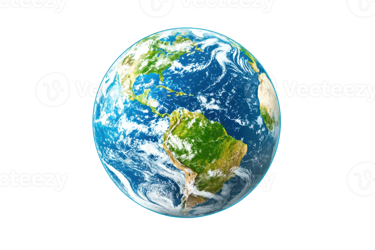Vivid image of Earth from space, showcasing the blue oceans, green landmasses, and swirling clouds from a distant perspective. png