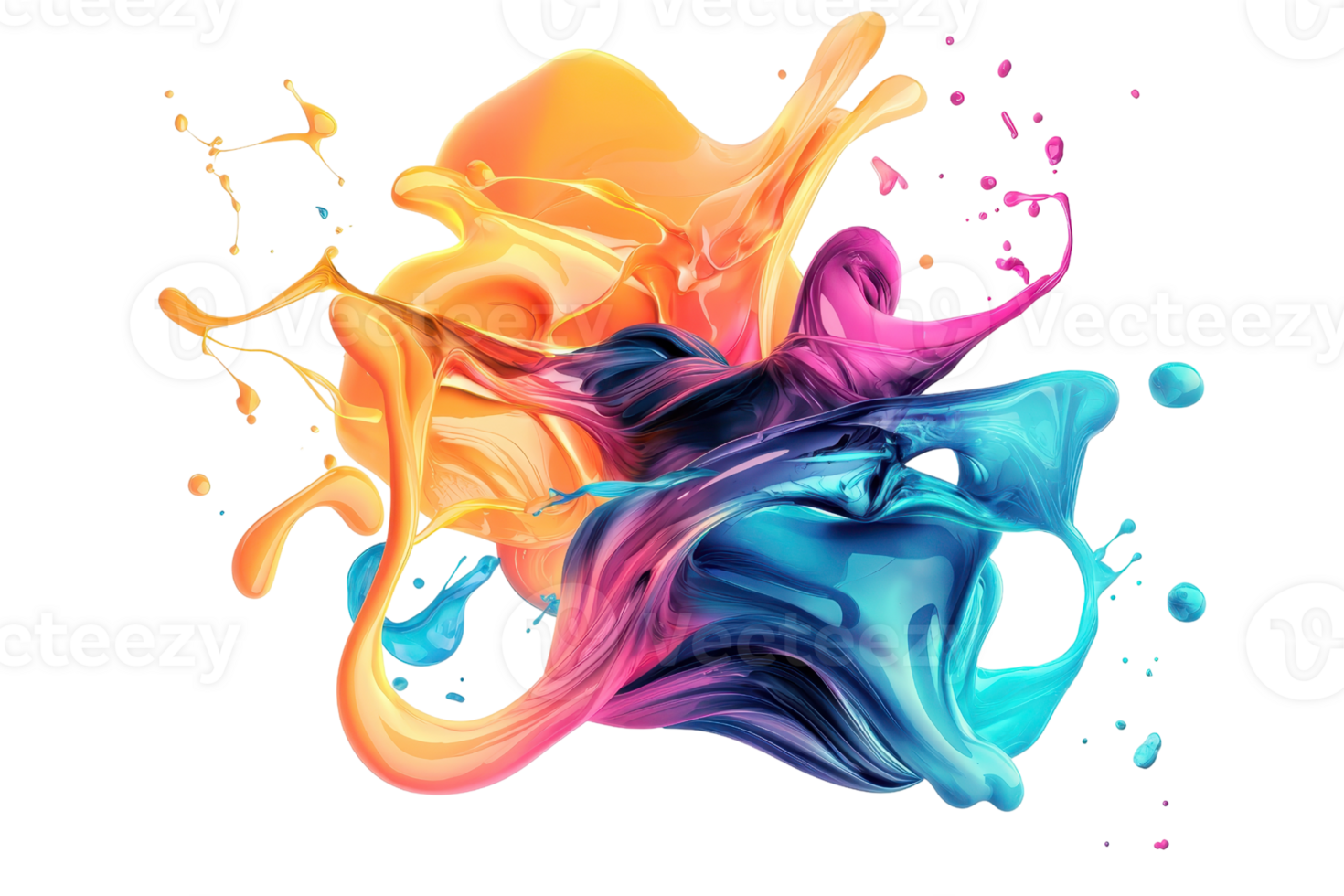 Vivid splash of colorful paint in dynamic motion, showcasing artistic creativity and vibrant energy against a transparent background. png