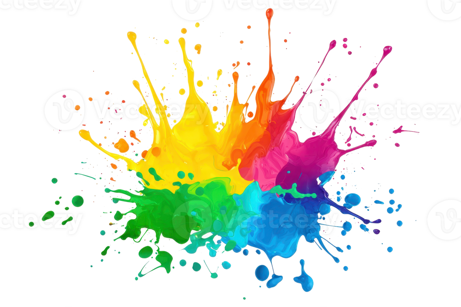 Vibrant paint splash featuring a rainbow of colors, symbolizing creativity, art, and expression. Perfect for design and artistic inspiration. png