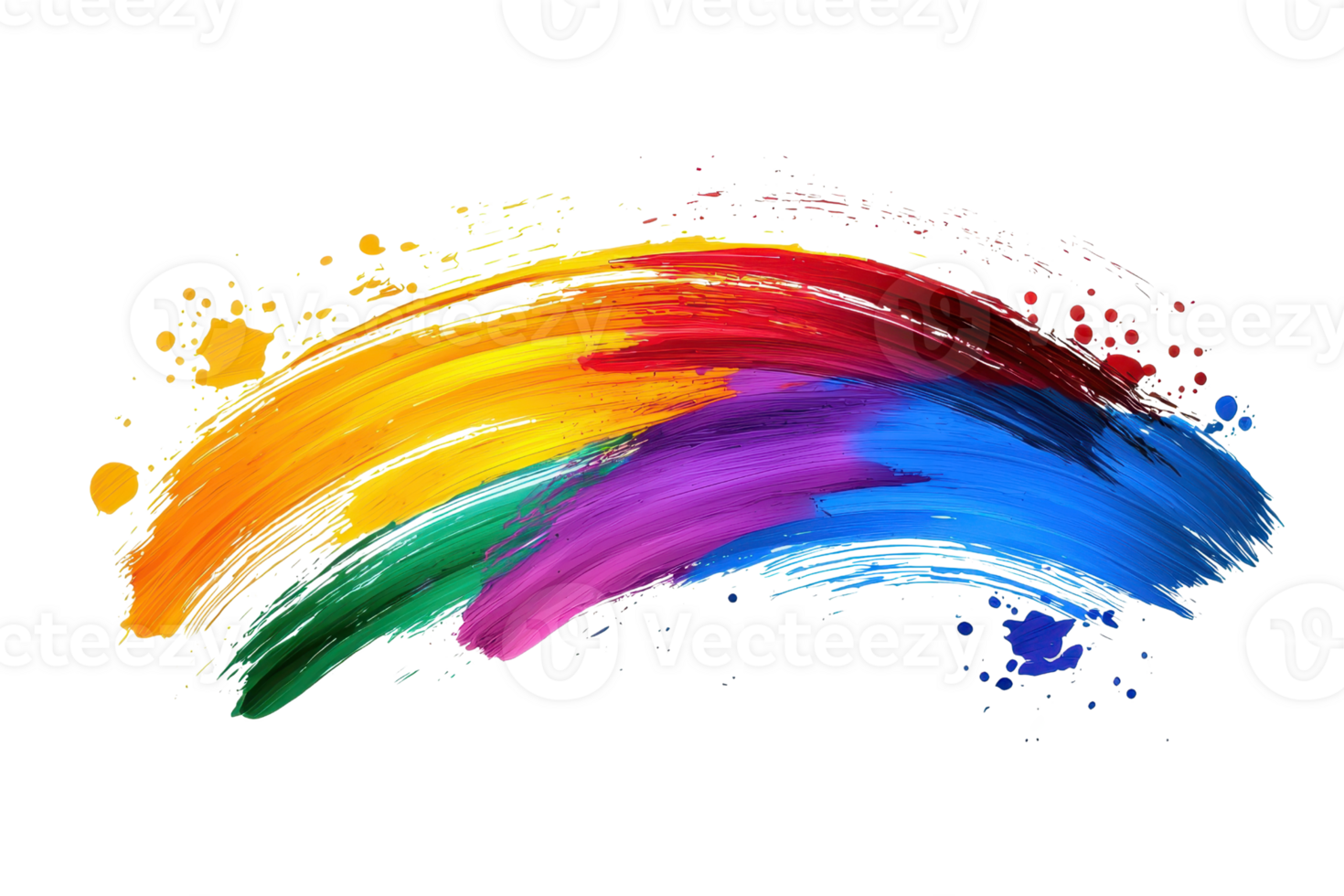 Vibrant rainbow paint splash creating a colorful arc on transparent background. representing creativity, art, and expression. png