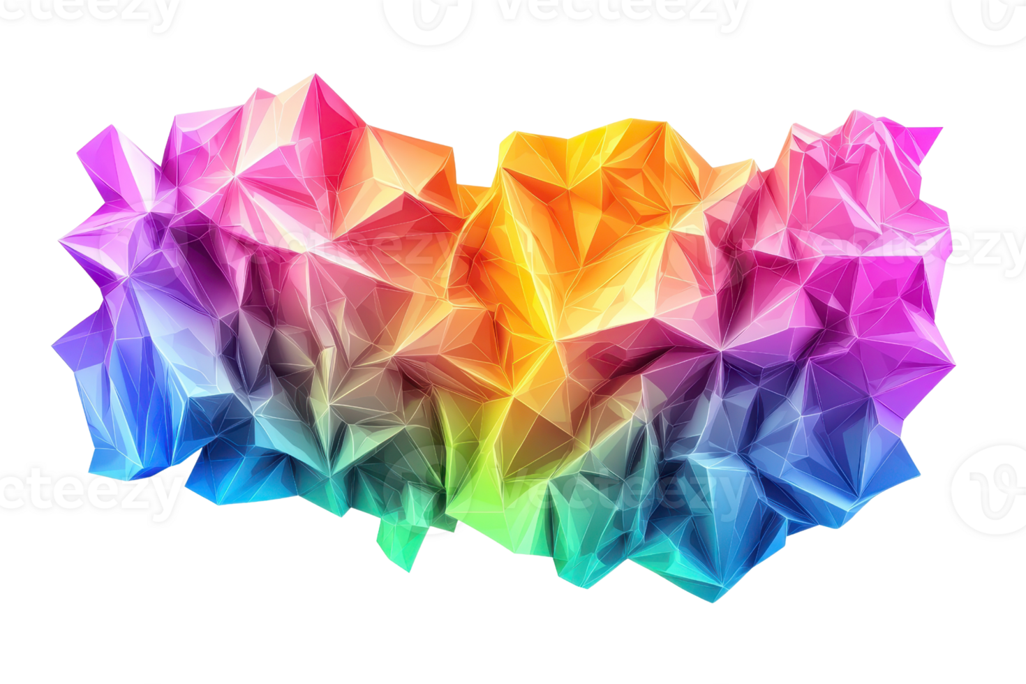 Vibrant low-poly abstract art with a spectrum of colors, showcasing a dynamic and modern geometric style perfect for creative projects. png