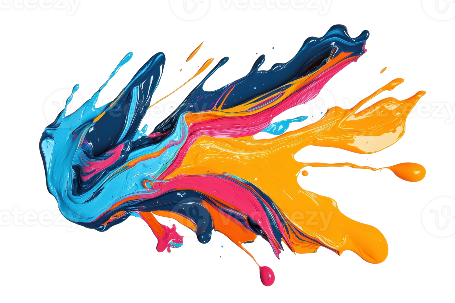 Vibrant splash of colorful paint blending dynamically, creating a lively and artistic explosion of hues. Perfect for creative projects. png