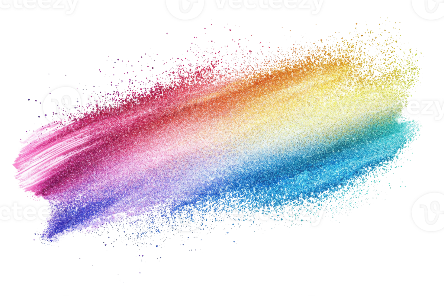 Vibrant rainbow-colored paint splatter on transparent background. showcasing a dynamic and creative artistic expression with vivid hues. png