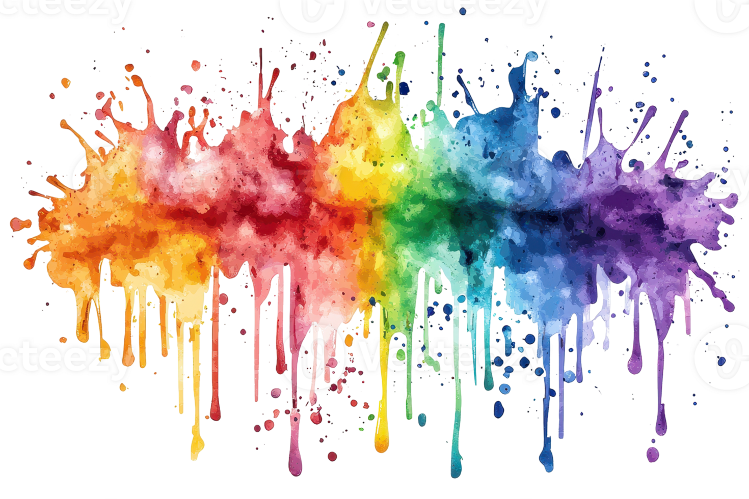 Vibrant splash of rainbow colors in dynamic abstract art, capturing the essence of creativity and movement in a stunning visual display. png