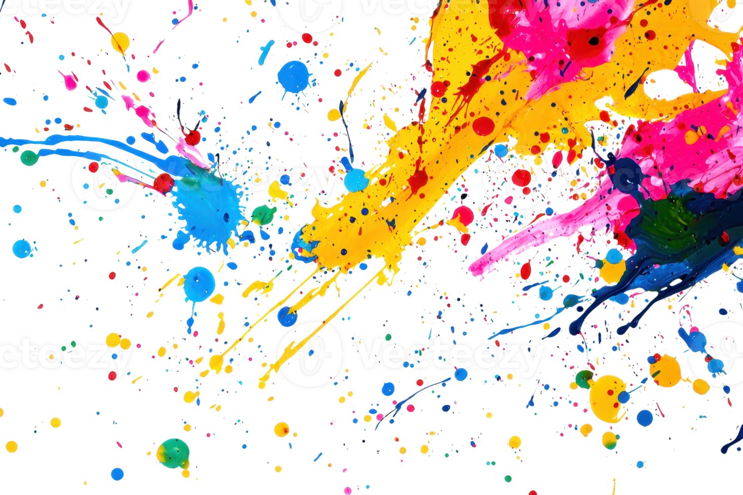 Vibrant splashes of colorful paint collide on a canvas, creating an energetic and dynamic abstract artwork full of motion and creativity. png